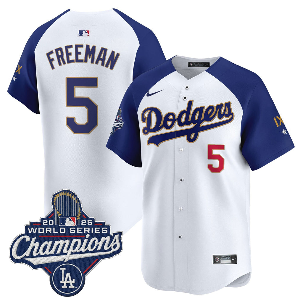 Men's Los Angeles Dodgers 9-Time Champions Gold Trim Vapor Premier Limited Jersey - All Stitched