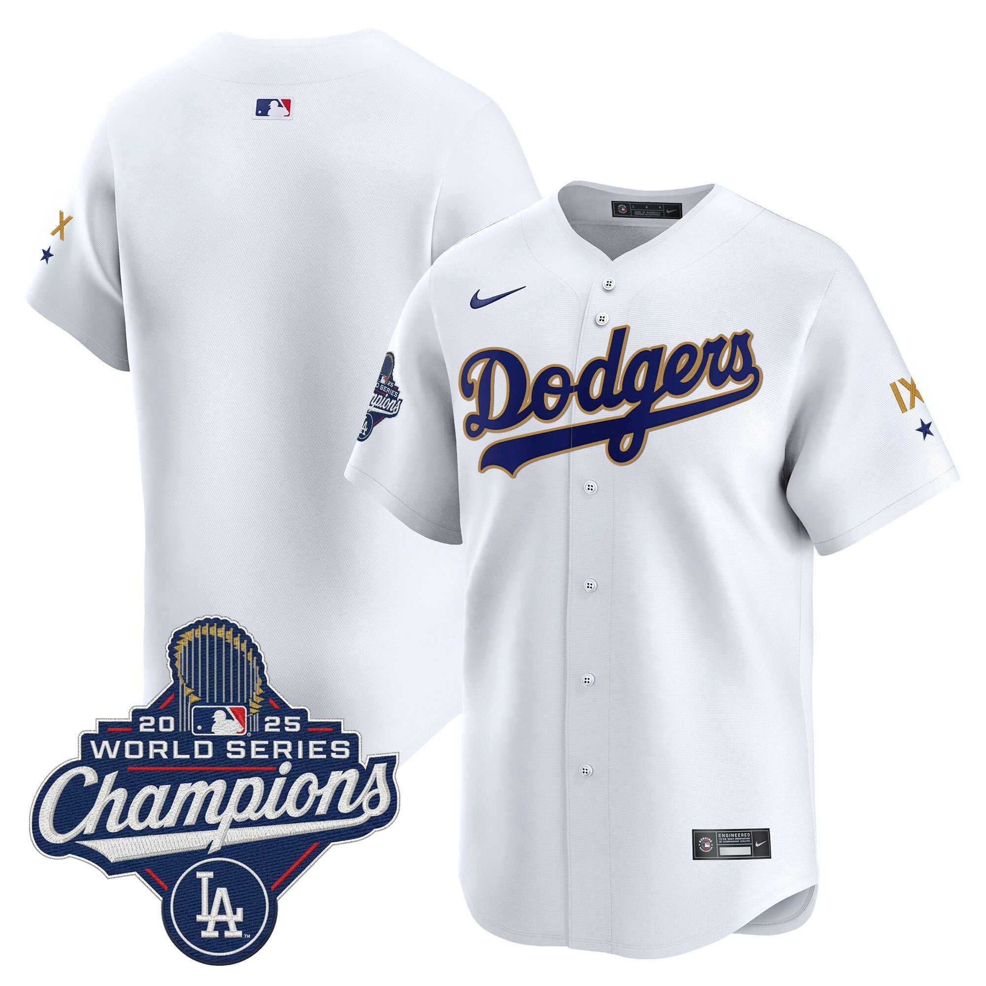 Men's Los Angeles Dodgers 9-Time Champions Gold Trim Vapor Premier Limited Jersey - All Stitched