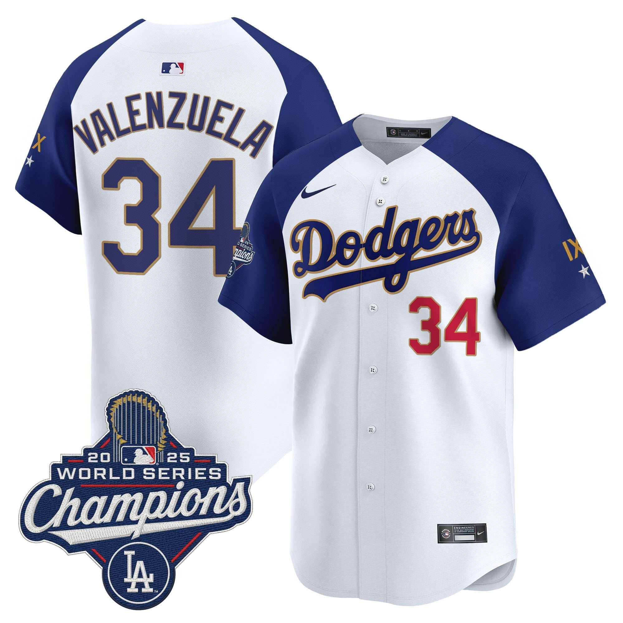 Men's Los Angeles Dodgers 9-Time Champions Gold Trim Vapor Premier Limited Jersey - All Stitched
