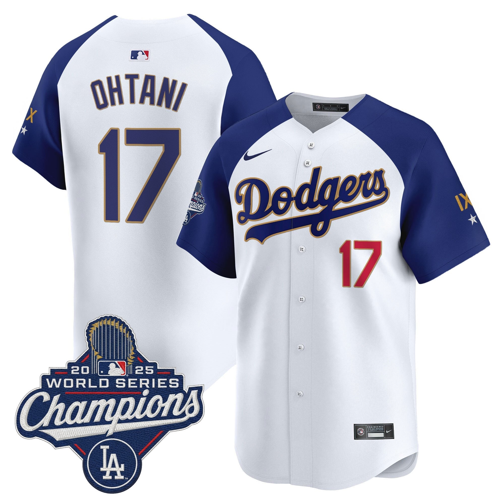 Men's Los Angeles Dodgers 9-Time Champions Gold Trim Vapor Premier Limited Jersey - All Stitched