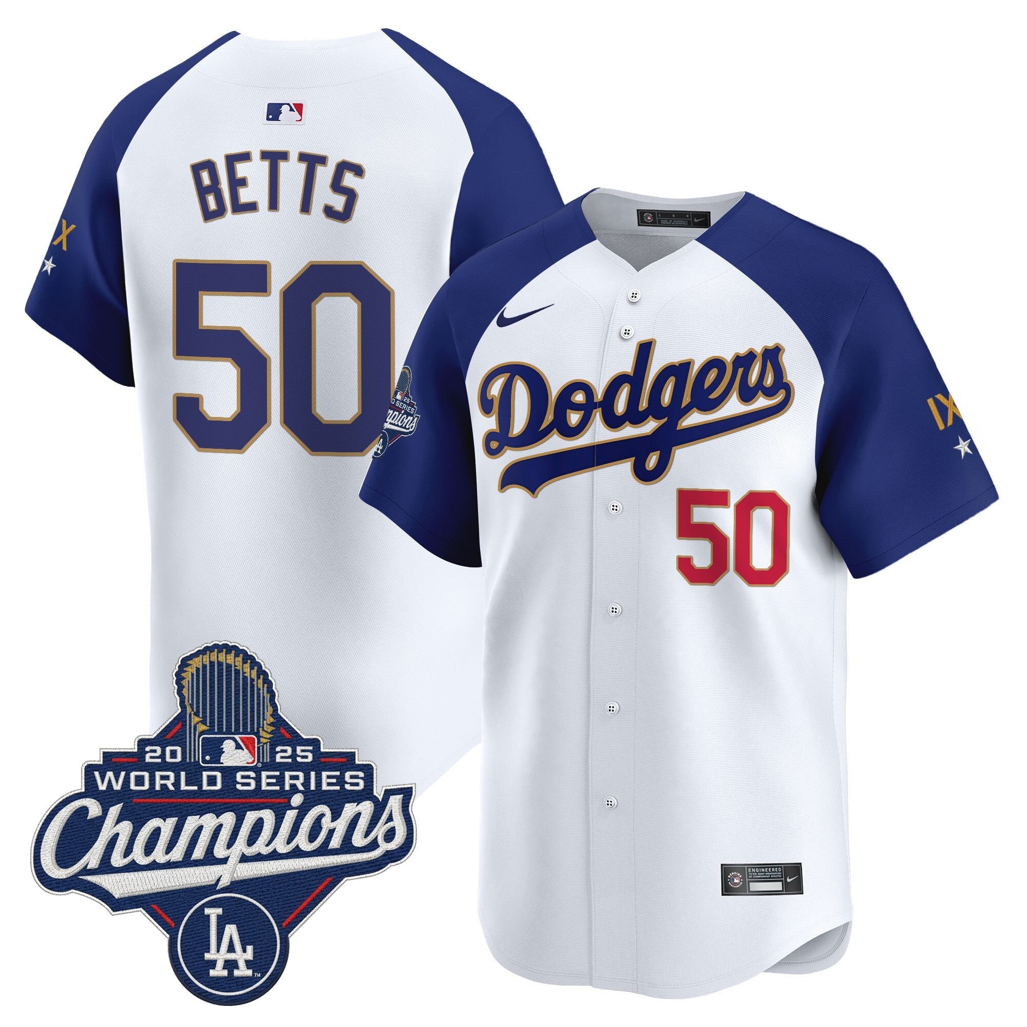 Men's Los Angeles Dodgers 9-Time Champions Gold Trim Vapor Premier Limited Jersey - All Stitched