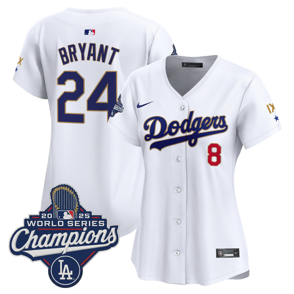 Women's Los Angeles Dodgers 9-Time Champions Gold Trim Vapor Premier Limited Jersey - All Stitched