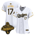 Women's Los Angeles Dodgers 9-Time Champions Gold Trim Vapor Premier Limited Jersey - All Stitched