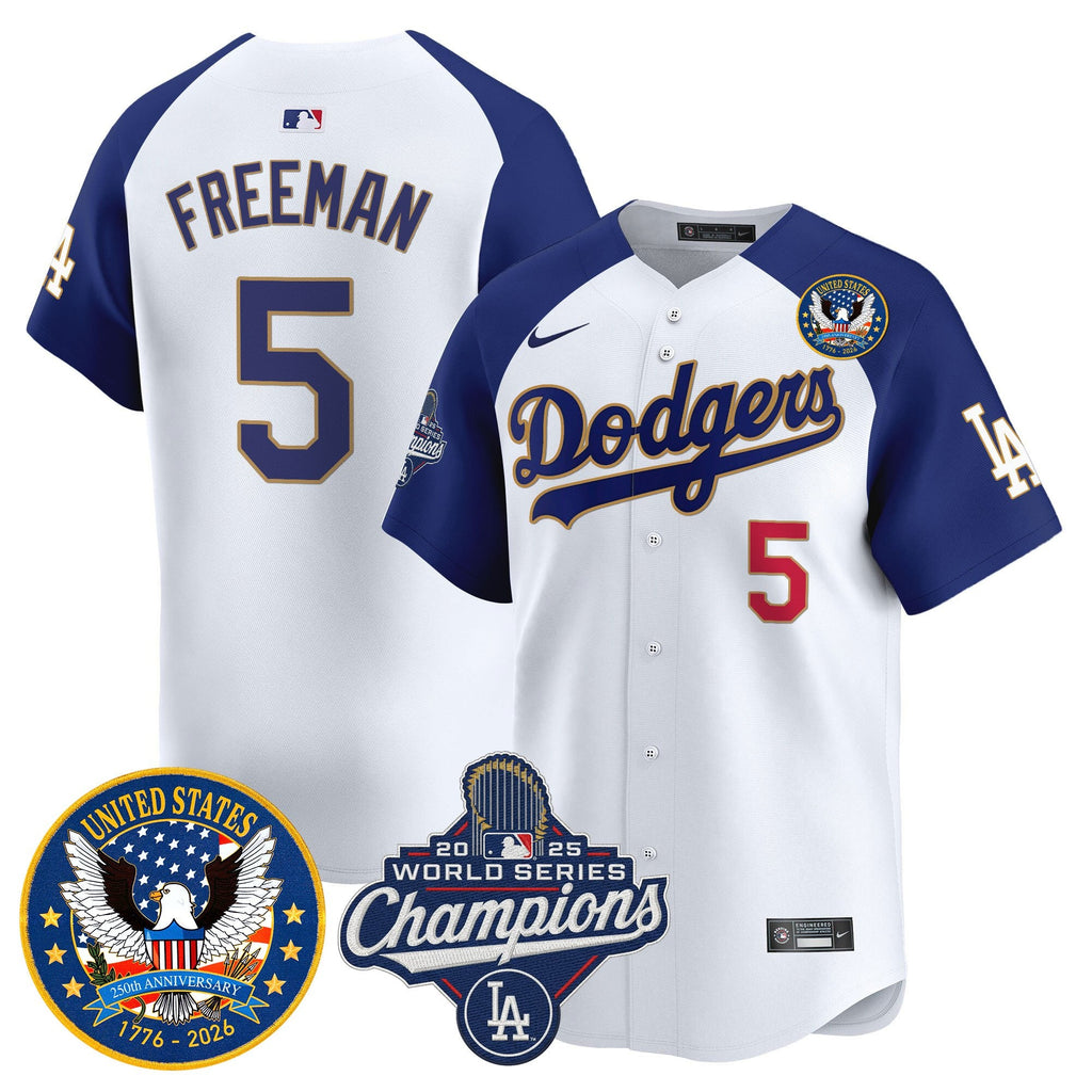 Men's Dodgers 2025 World Series Champions & America 250th Patch Vapor Premier Limited Jersey - All Stitched