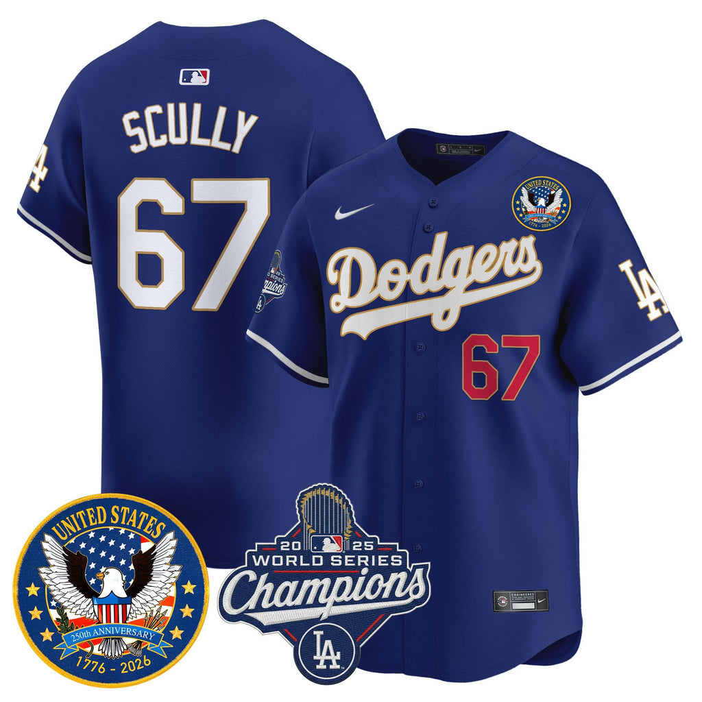 Men's Dodgers 2025 World Series Champions & America 250th Patch Vapor Premier Limited Jersey - All Stitched