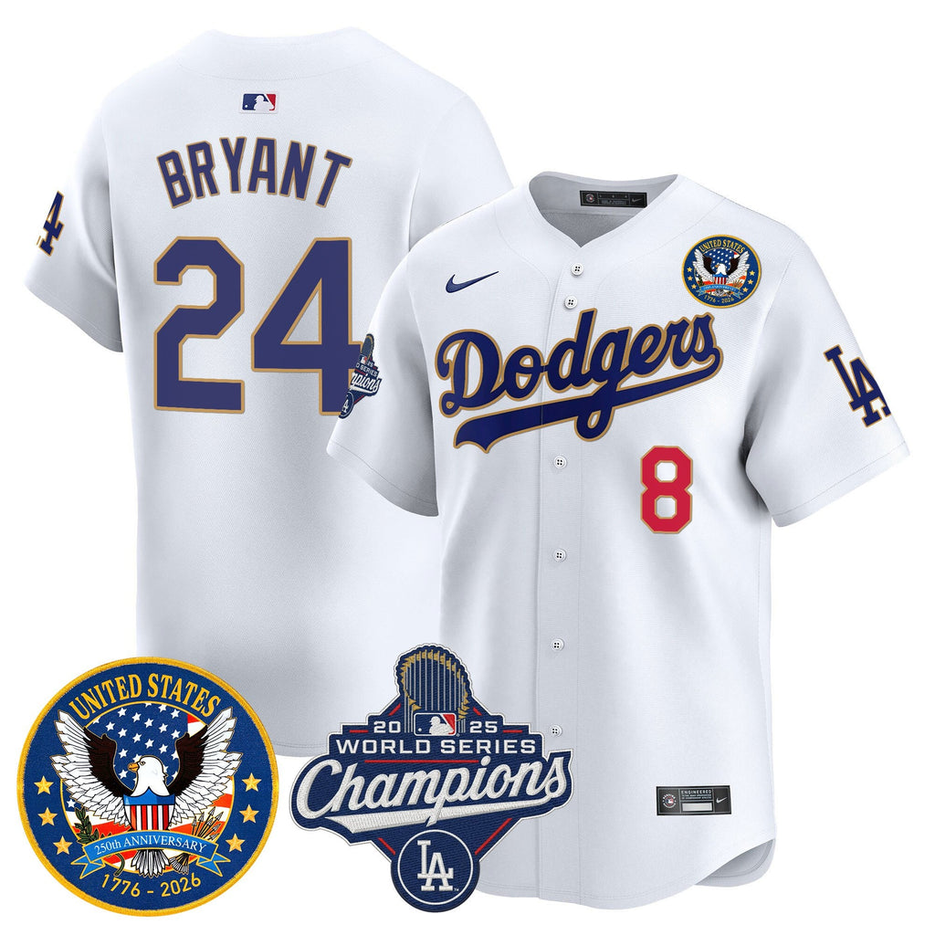 Men's Dodgers 2025 World Series Champions & America 250th Patch Vapor Premier Limited Jersey - All Stitched