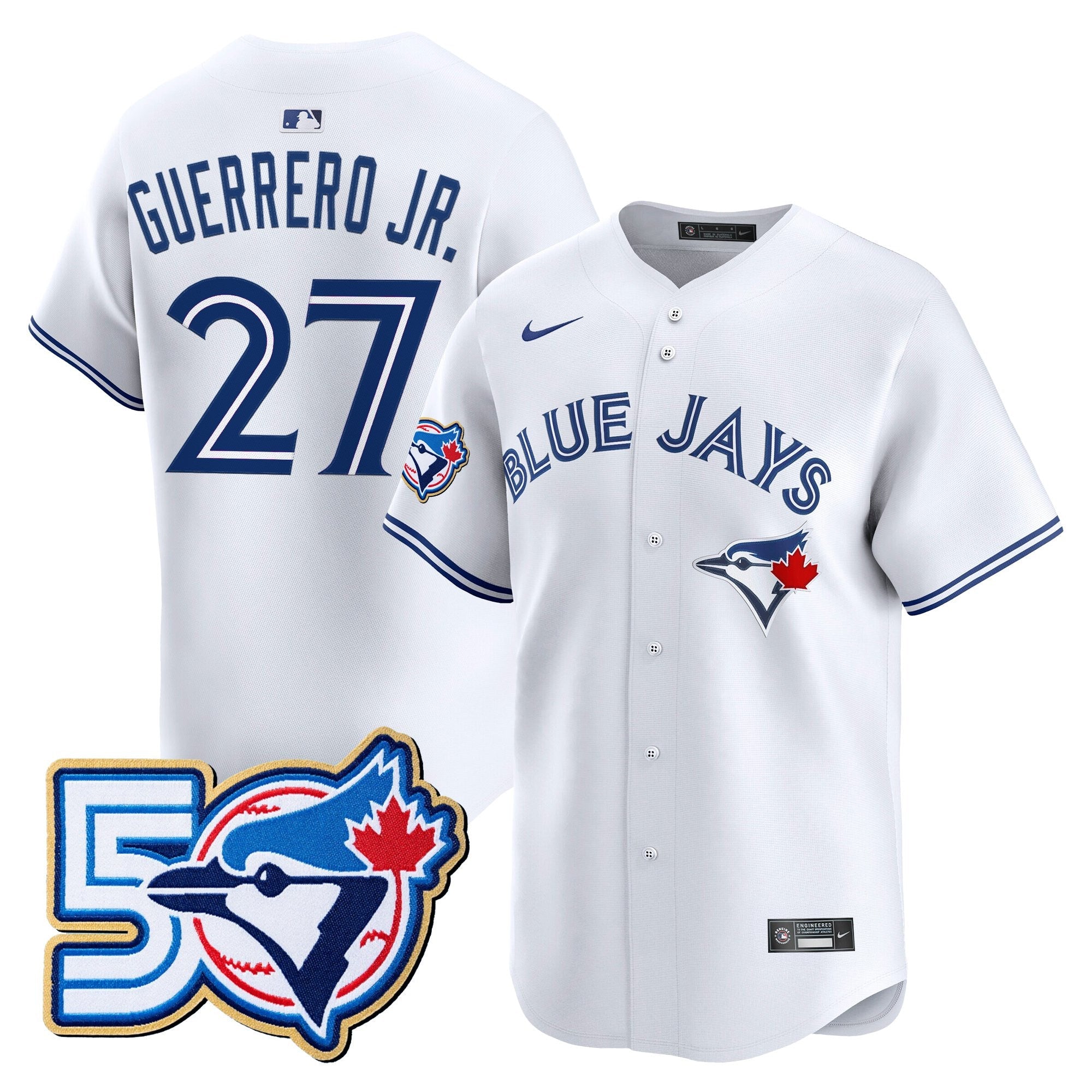 Men's Toronto Blue Jays 50 Seasons Patch Vapor Premier Limited Jersey - All Stitched