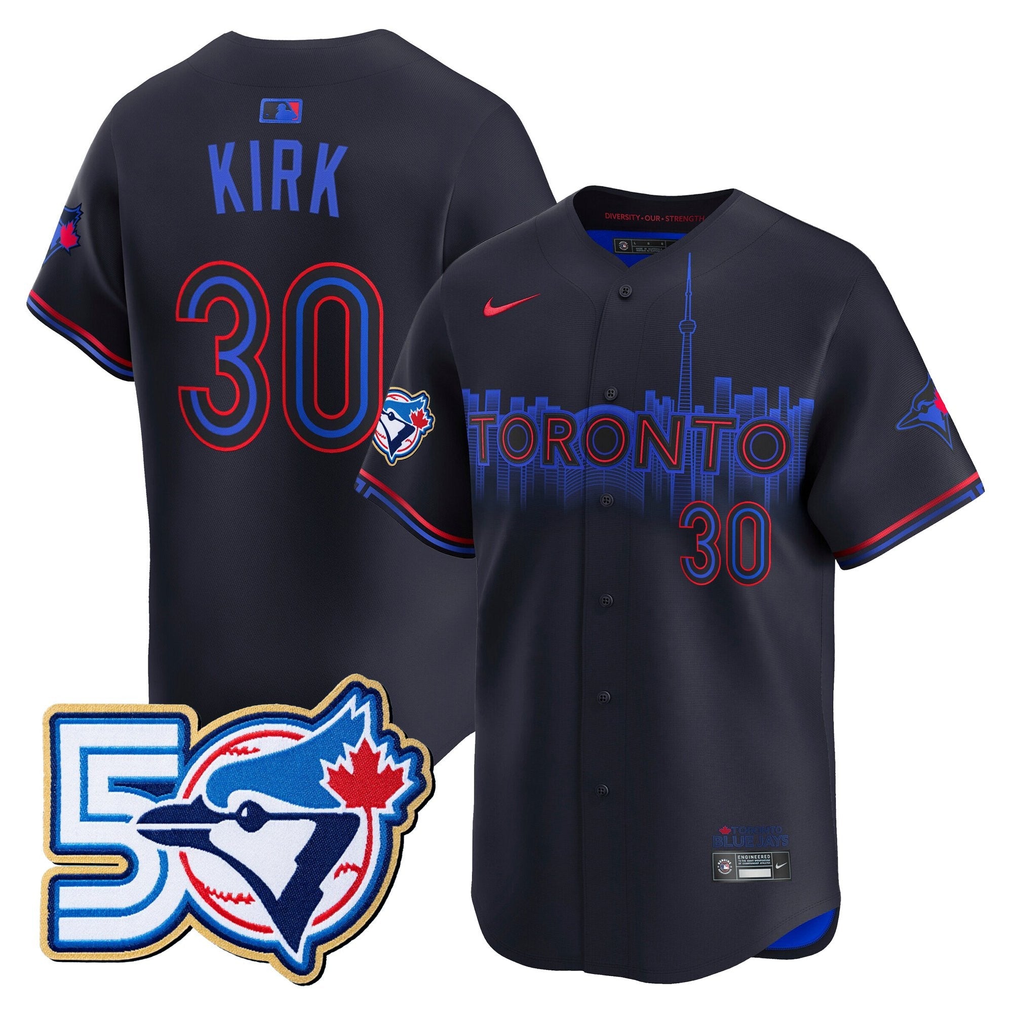 Men's Toronto Blue Jays 50 Seasons Patch Vapor Premier Limited Jersey - All Stitched