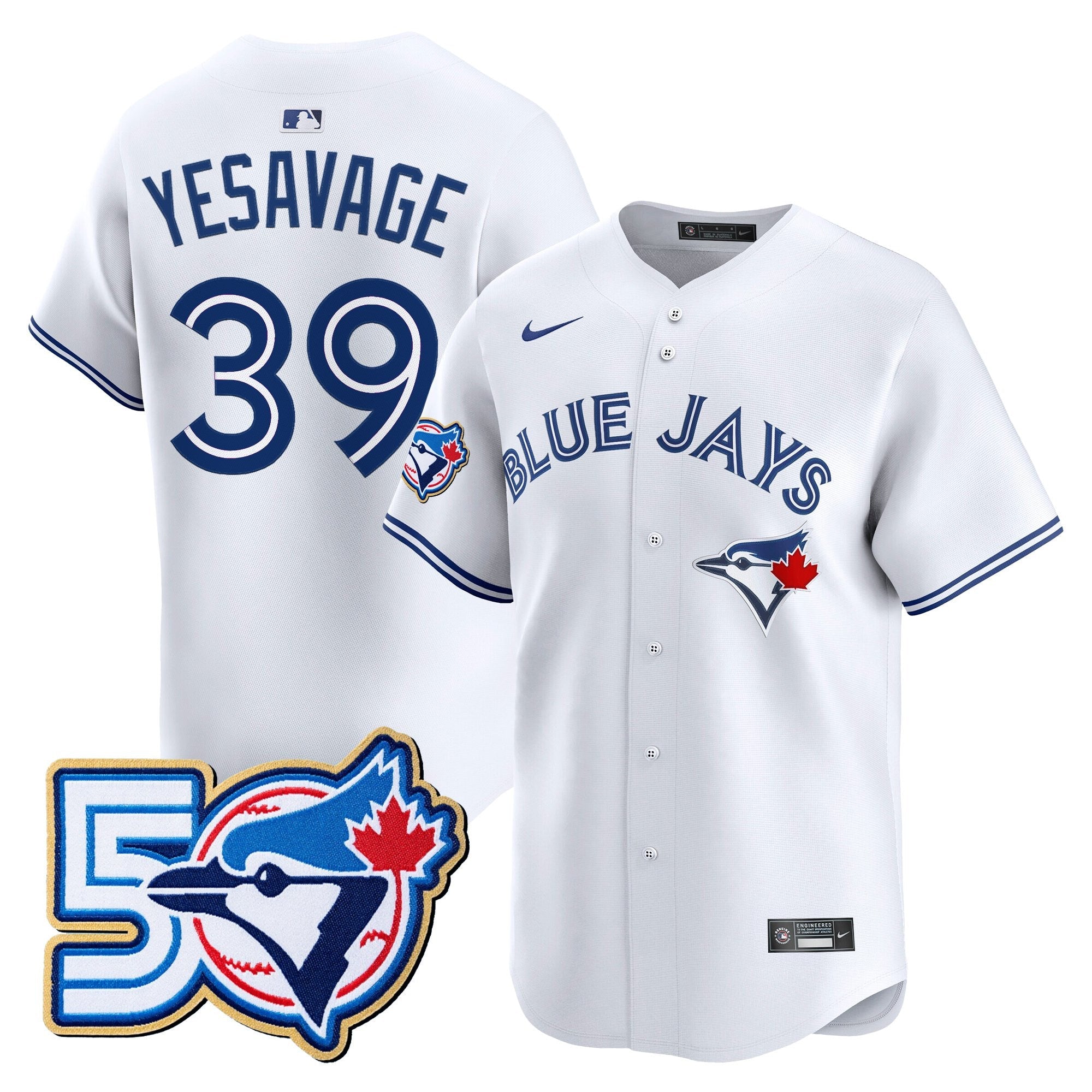 Men's Toronto Blue Jays 50 Seasons Patch Vapor Premier Limited Jersey - All Stitched