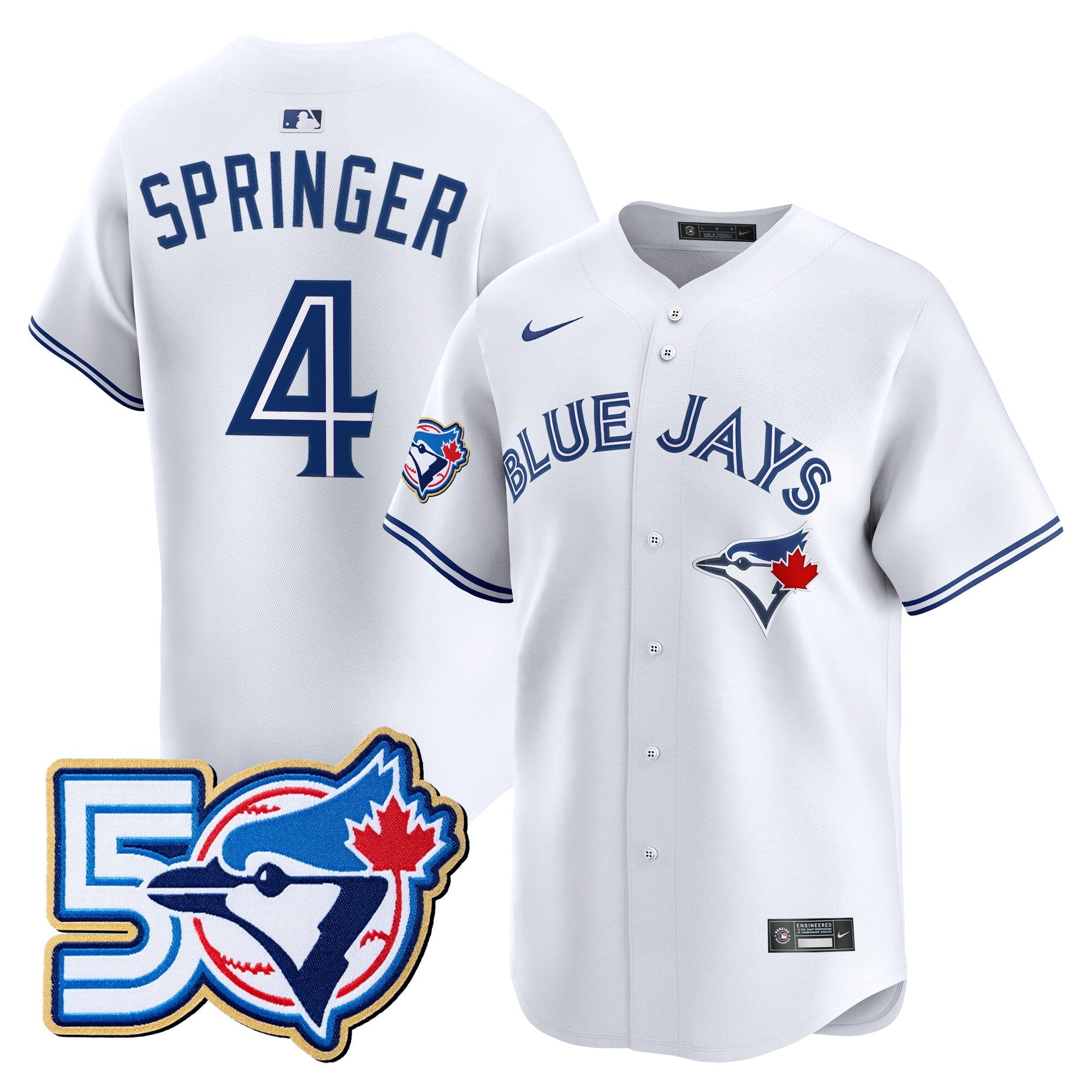Men's Toronto Blue Jays 50 Seasons Patch Vapor Premier Limited Jersey - All Stitched