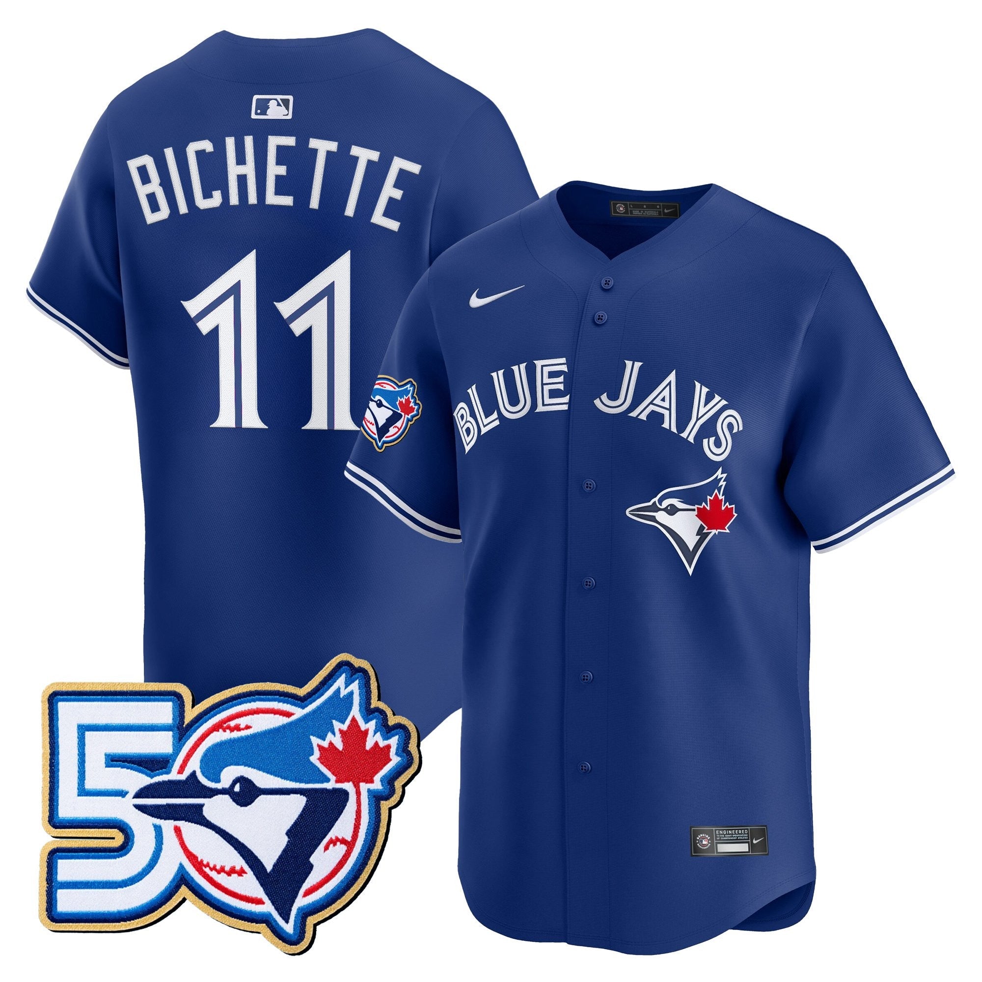 Men's Toronto Blue Jays 50 Seasons Patch Vapor Premier Limited Jersey - All Stitched