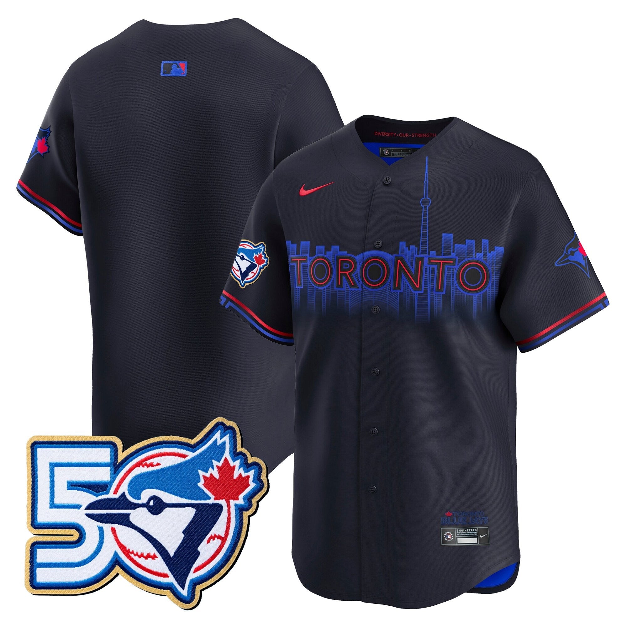 Men's Toronto Blue Jays 50 Seasons Patch Vapor Premier Limited Jersey - All Stitched