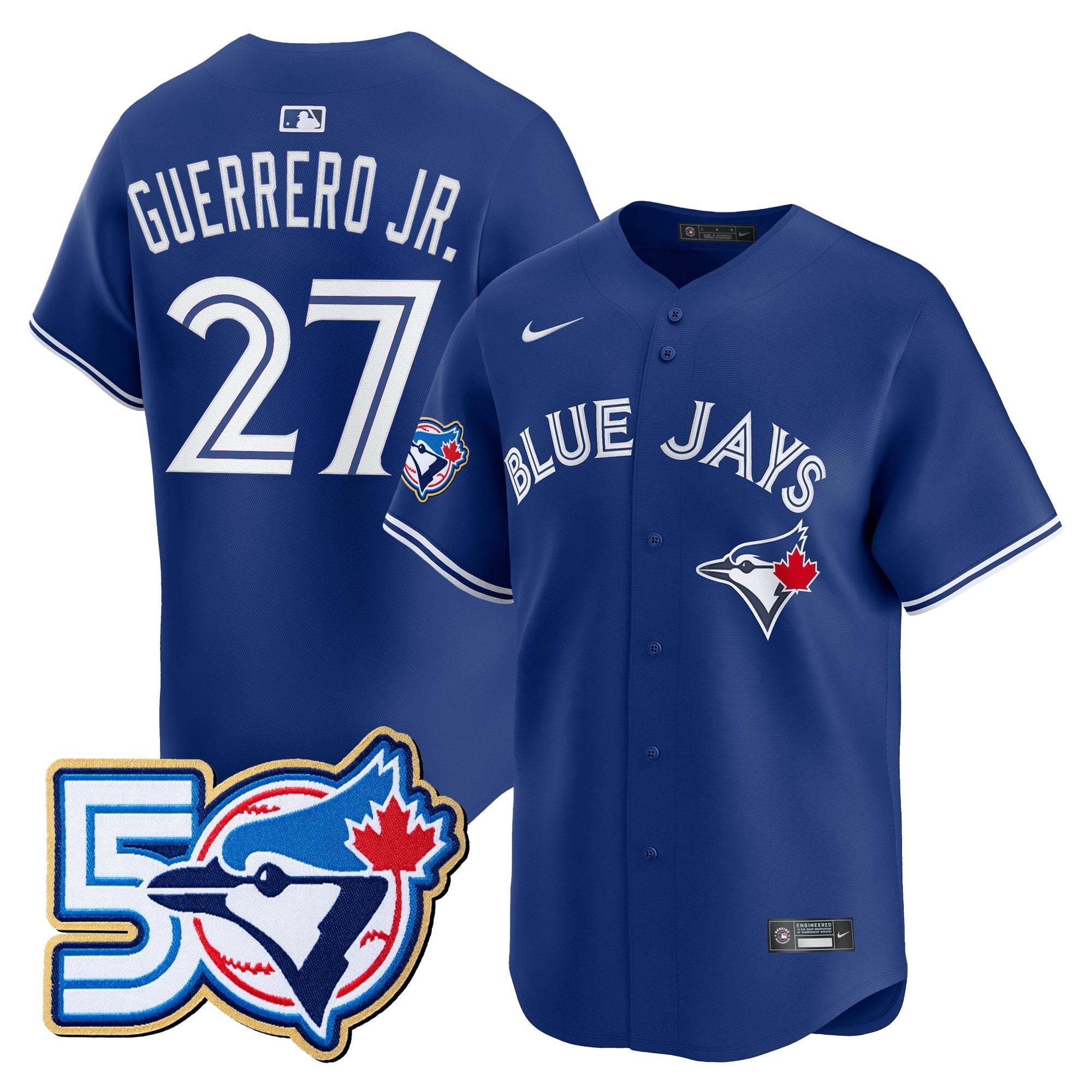 Men's Toronto Blue Jays 50 Seasons Patch Vapor Premier Limited Jersey - All Stitched