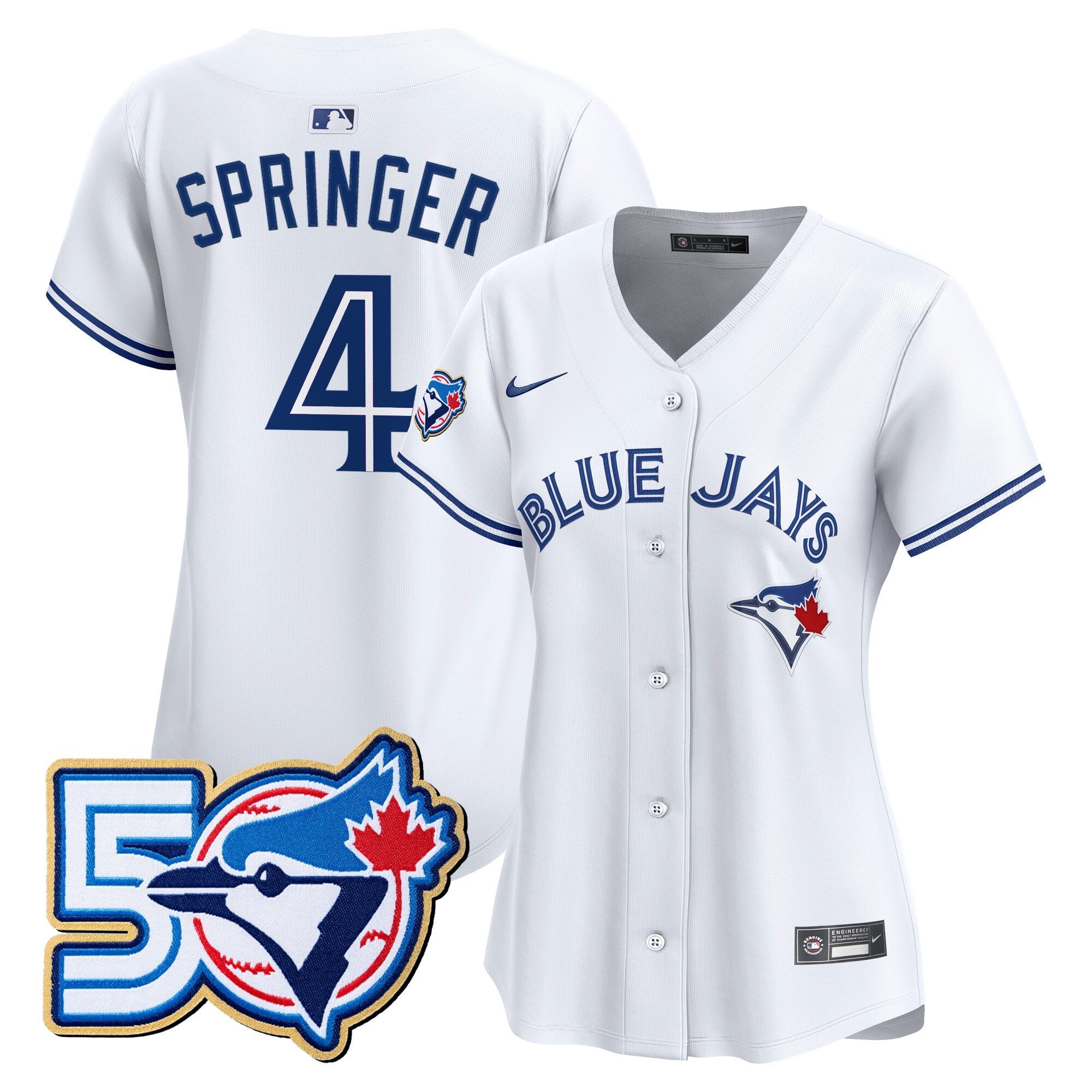 Women's Toronto Blue Jays 50 Seasons Patch Vapor Premier Limited Jersey - All Stitched