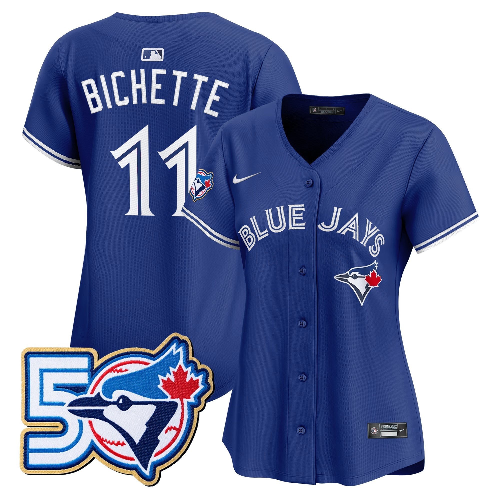 Women's Toronto Blue Jays 50 Seasons Patch Vapor Premier Limited Jersey - All Stitched