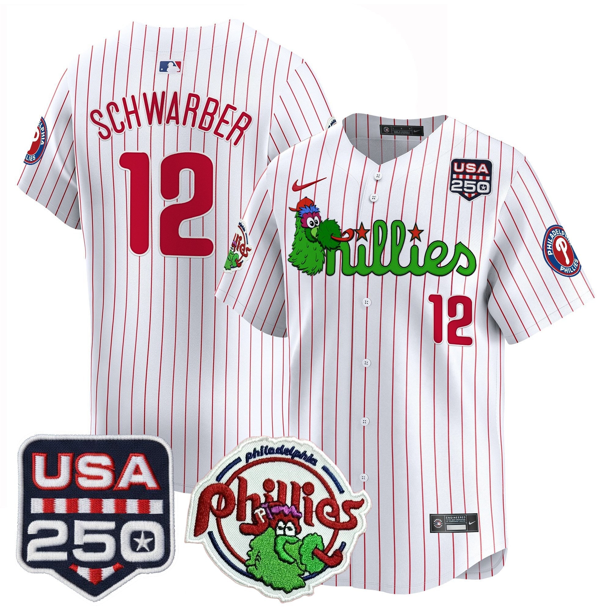 Men's Philadelphia Phillies Phanatic & 250America Patch Vapor Premier Limited Jersey - All Stitched
