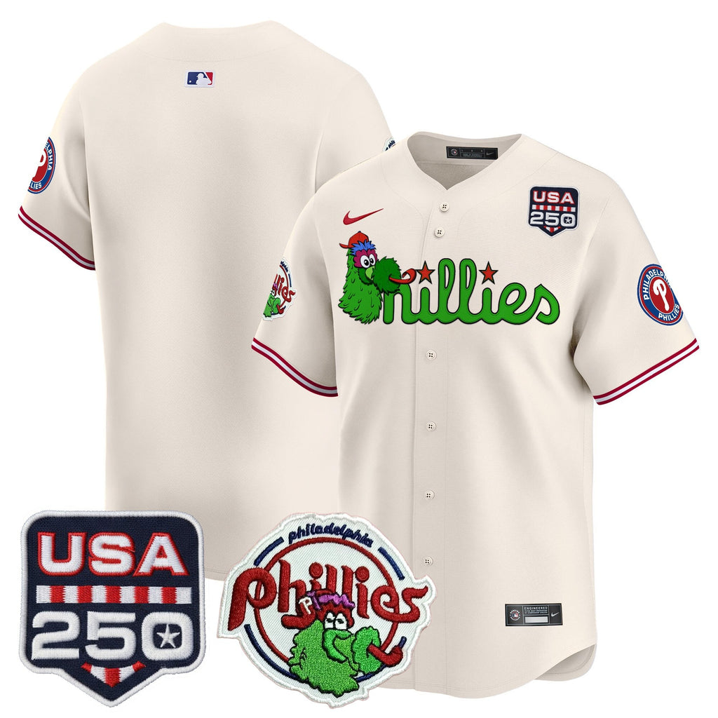 Men's Philadelphia Phillies Phanatic & 250America Patch Vapor Premier Limited Jersey - All Stitched