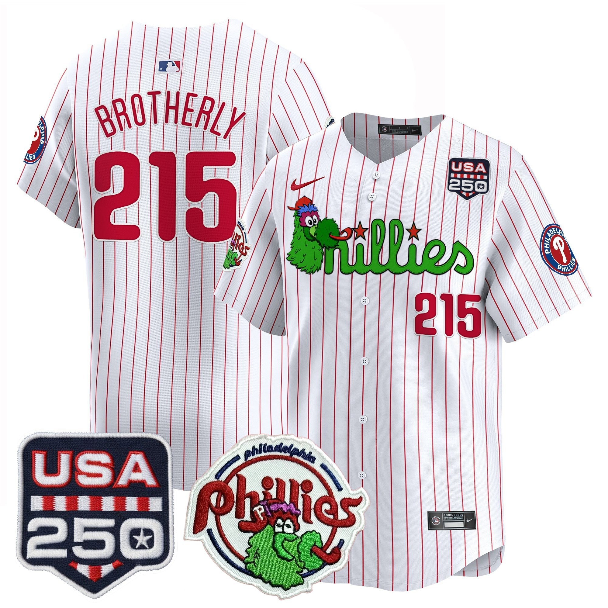 Men's Philadelphia Phillies Phanatic & 250America Patch Vapor Premier Limited Jersey - All Stitched