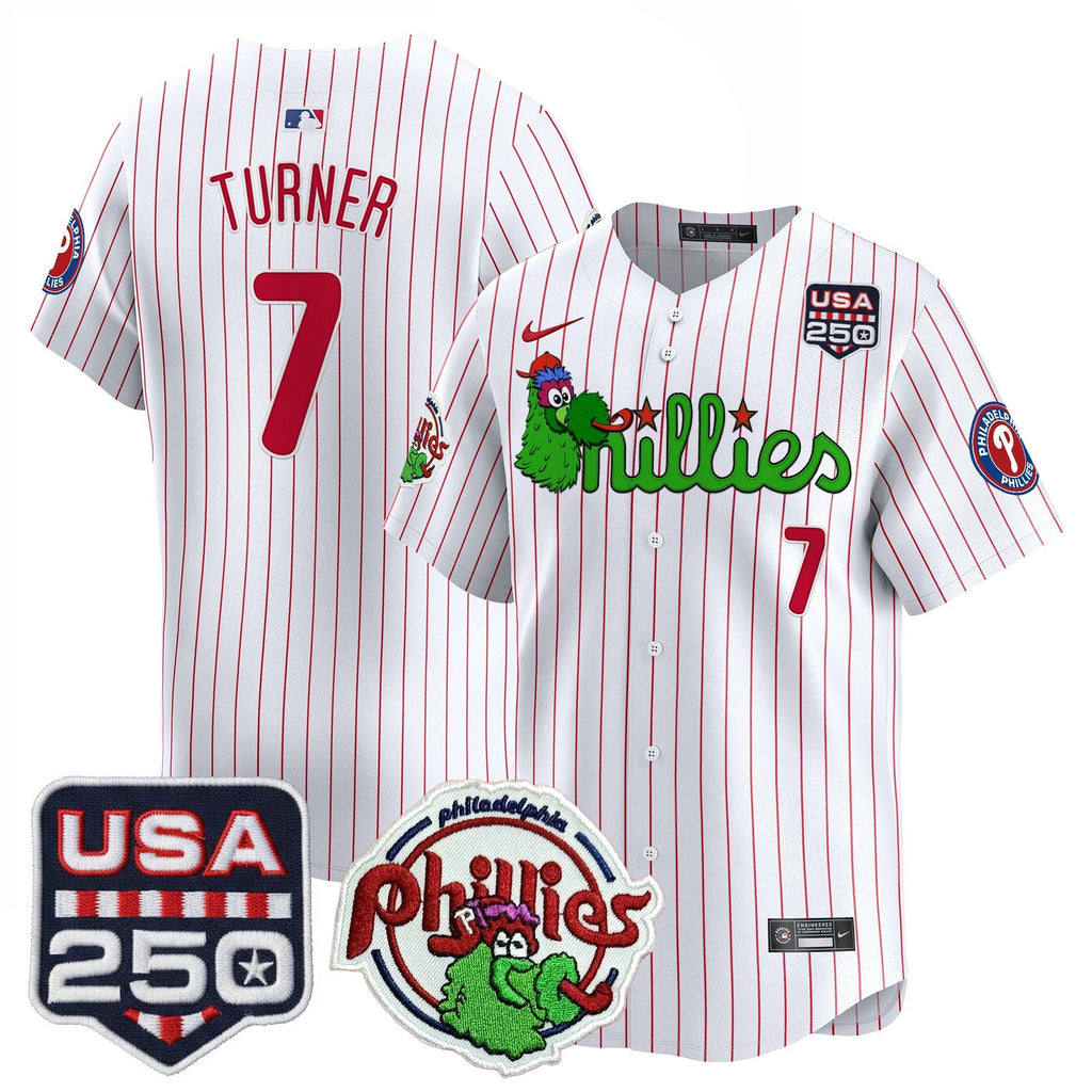Men's Philadelphia Phillies Phanatic & 250America Patch Vapor Premier Limited Jersey - All Stitched
