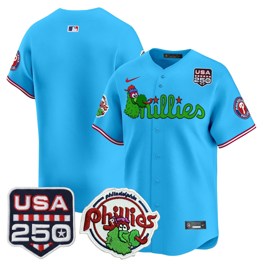 Men's Philadelphia Phillies Phanatic & 250America Patch Vapor Premier Limited Jersey - All Stitched