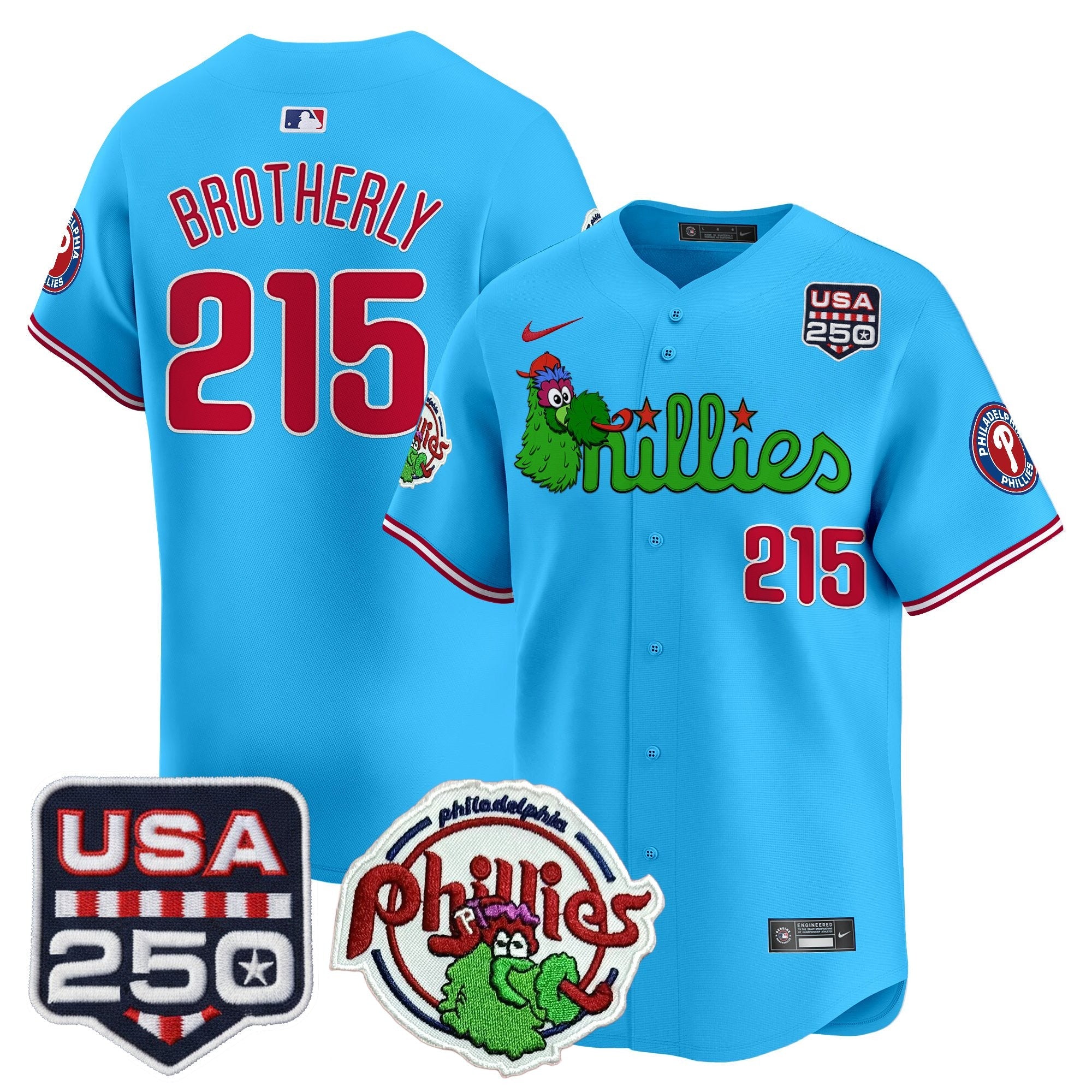 Men's Philadelphia Phillies Phanatic & 250America Patch Vapor Premier Limited Jersey - All Stitched