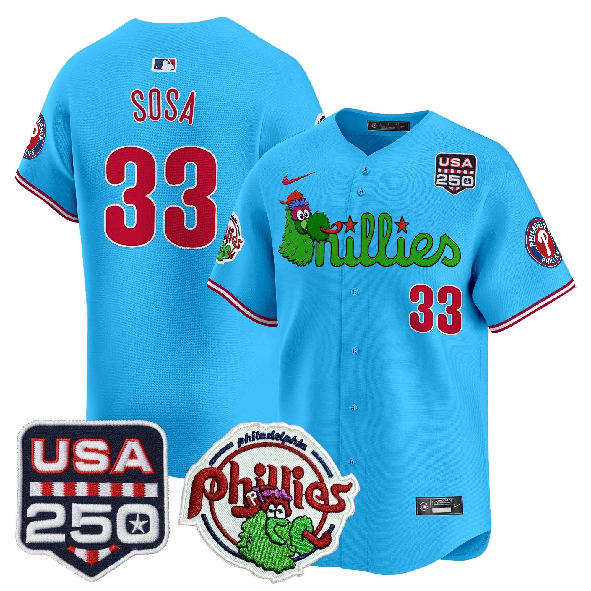 Men's Philadelphia Phillies Phanatic & 250America Patch Vapor Premier Limited Jersey - All Stitched