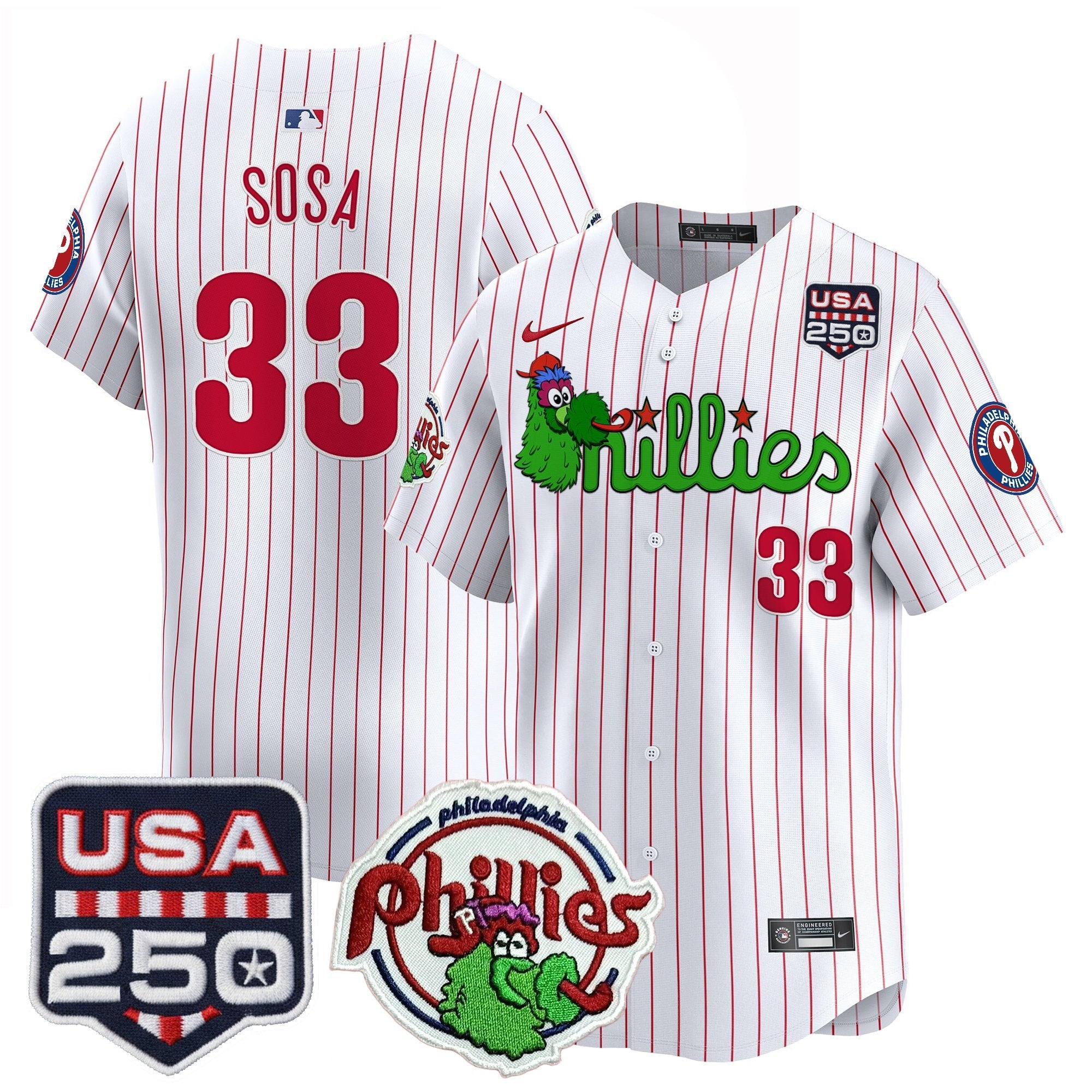 Men's Philadelphia Phillies Phanatic & 250America Patch Vapor Premier Limited Jersey - All Stitched