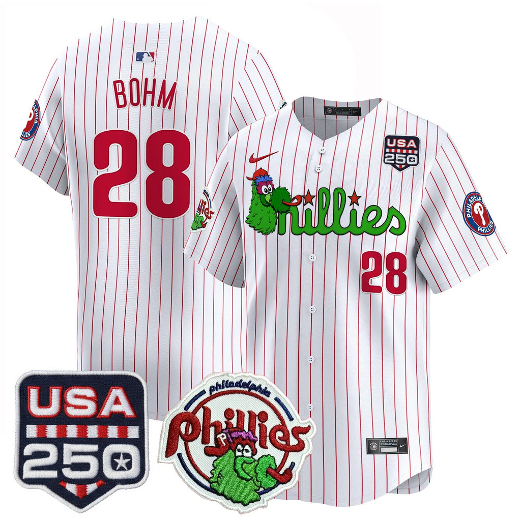 Men's Philadelphia Phillies Phanatic & 250America Patch Vapor Premier Limited Jersey - All Stitched