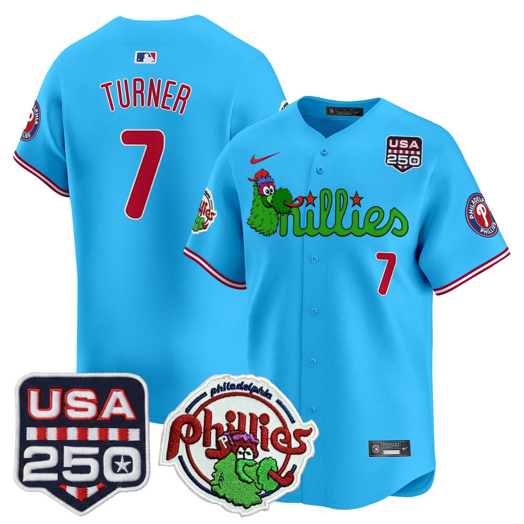 Men's Philadelphia Phillies Phanatic & 250America Patch Vapor Premier Limited Jersey - All Stitched