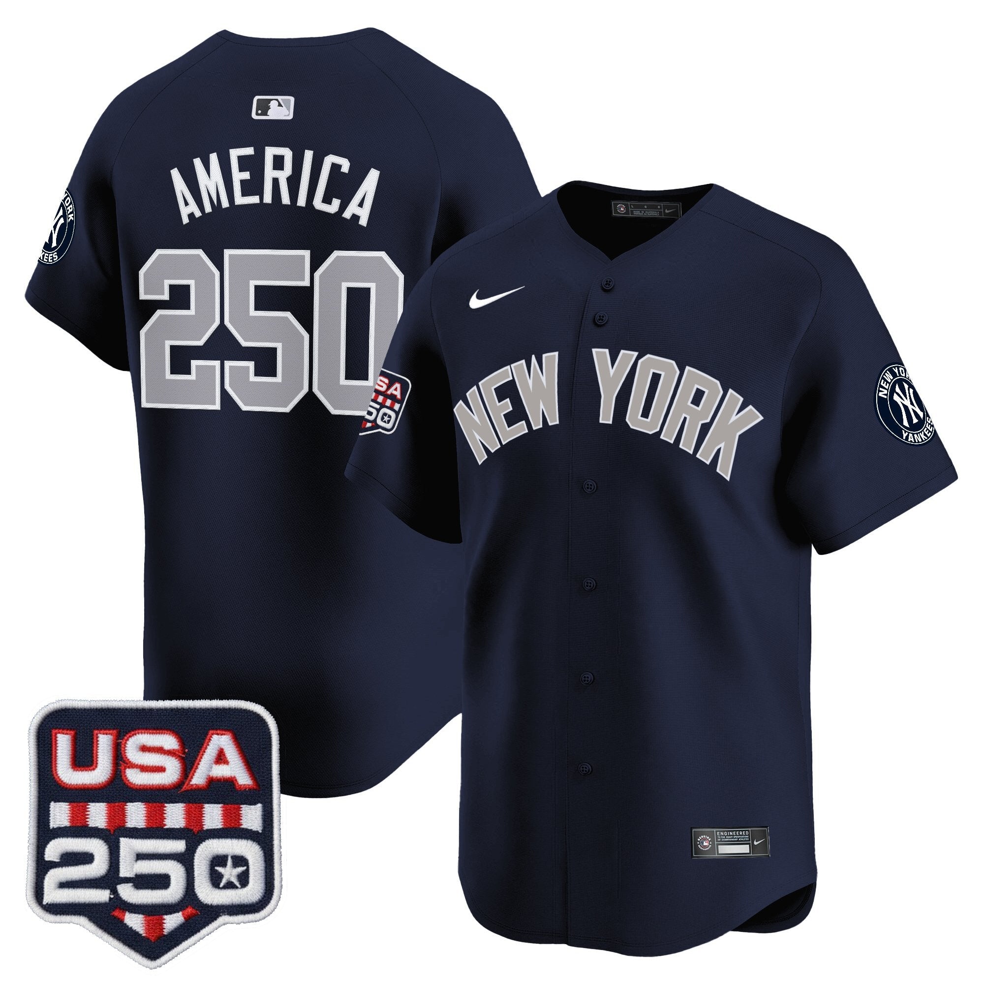 Men's New York Yankees 250America Patch Vapor Premier Limited Jersey - All Stitched