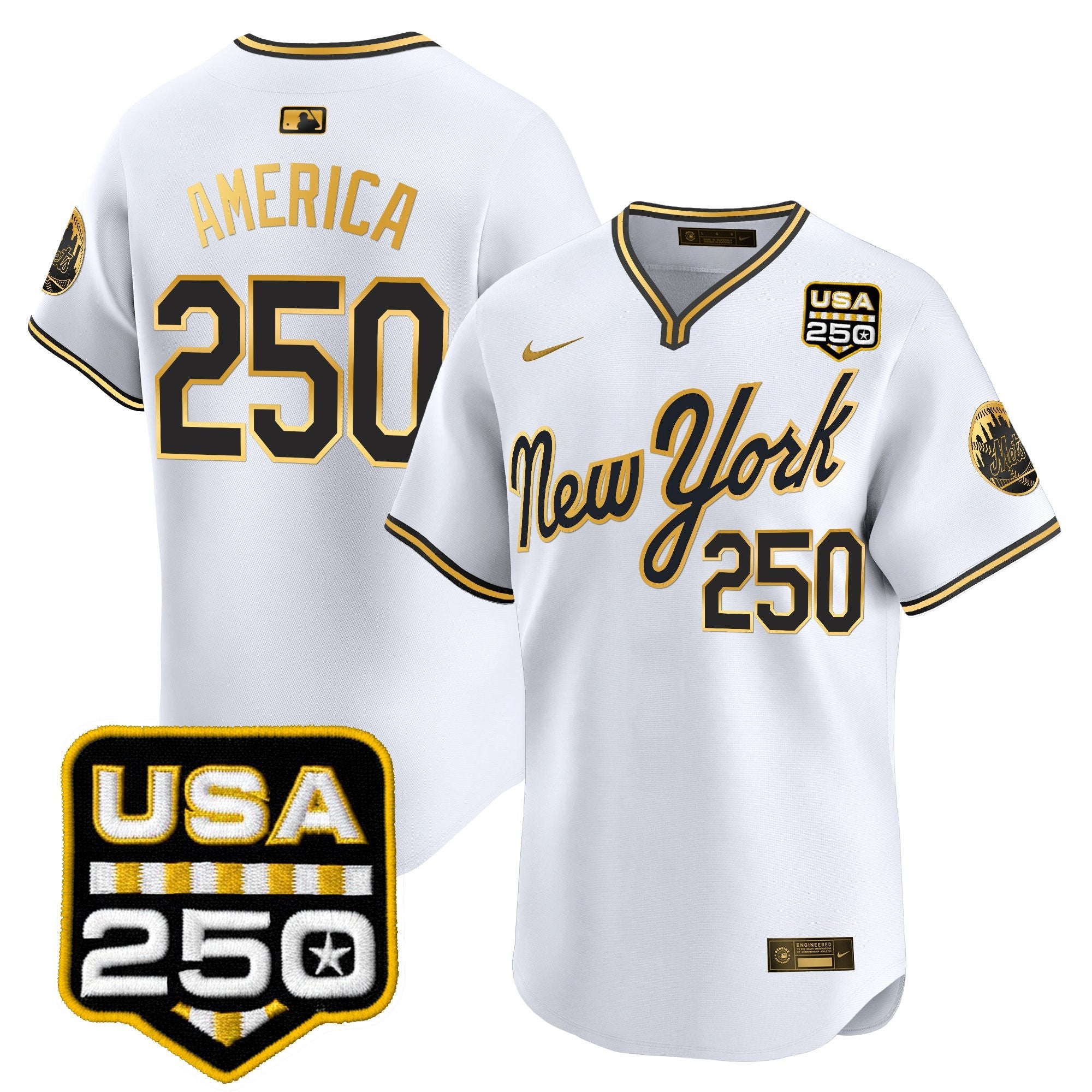 Men's New York Mets Road Alternate & 250America Patch Vapor Limited Jersey - All Stitched