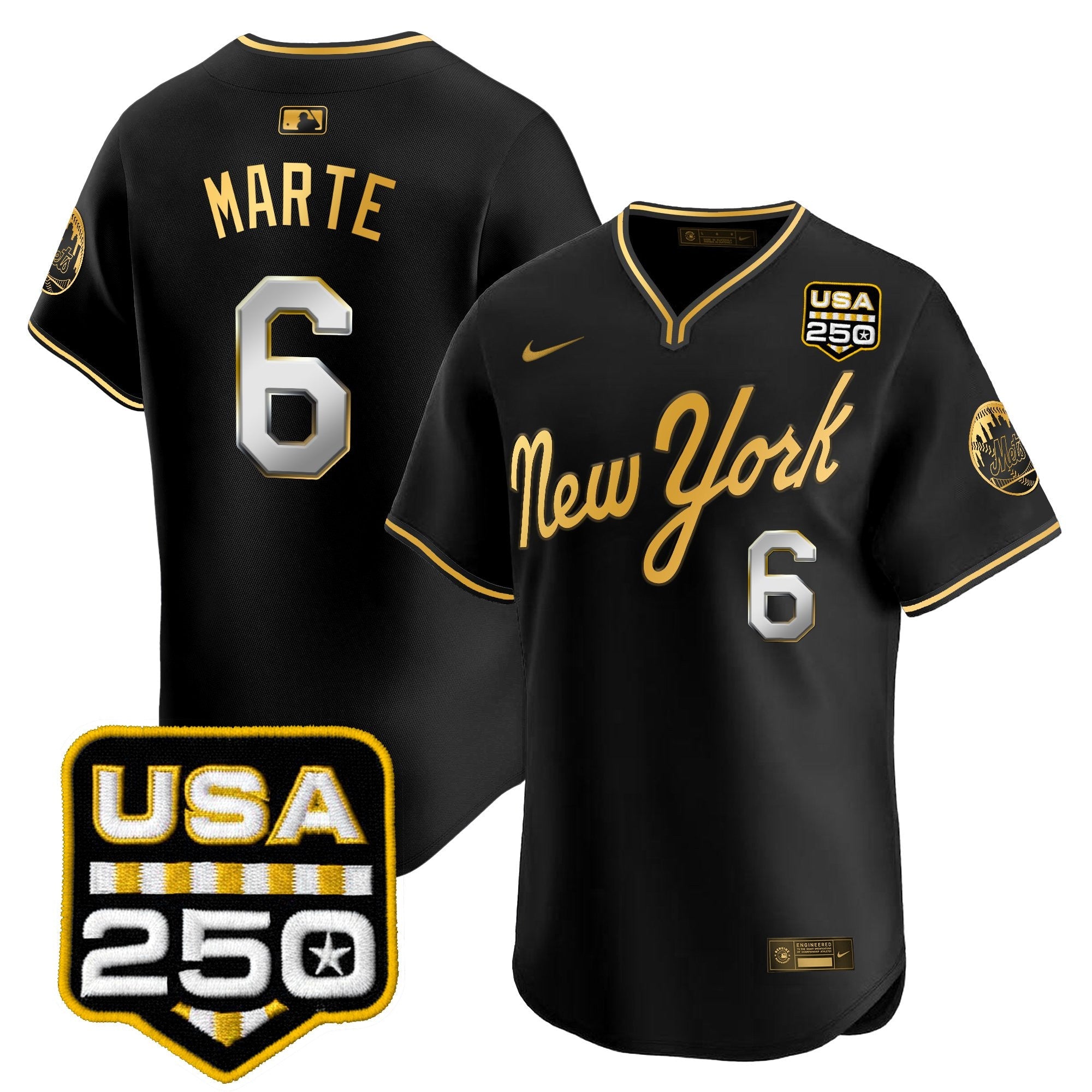Men's New York Mets Road Alternate & 250America Patch Vapor Limited Jersey - All Stitched