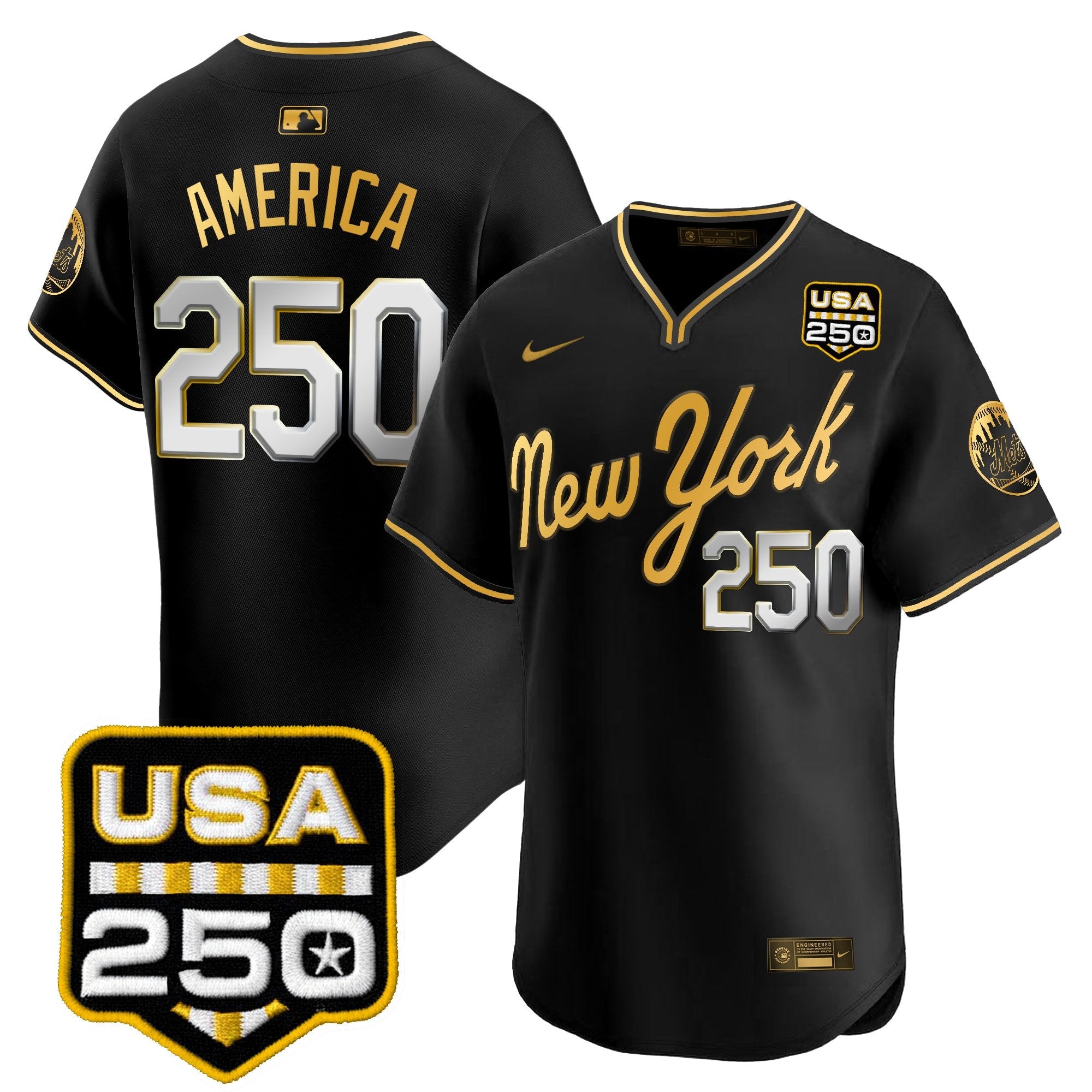 Men's New York Mets Road Alternate & 250America Patch Vapor Limited Jersey - All Stitched