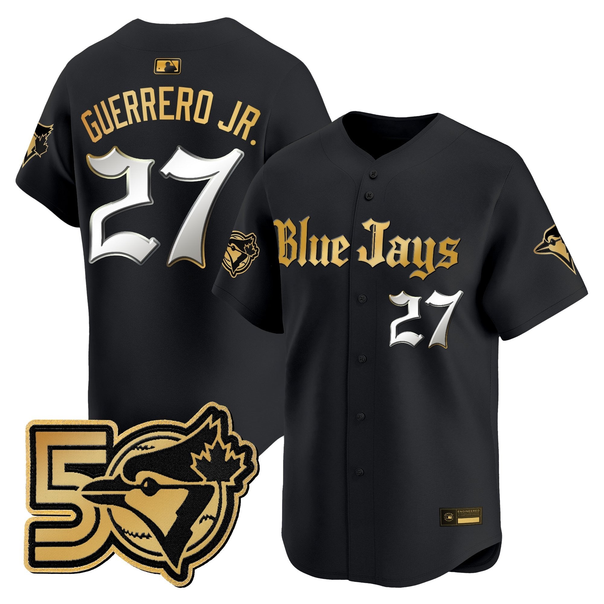 Men's Toronto Blue Jays 50 Seasons Patch Vapor Premier Limited Jersey - Gothic North Edition - All Stitched