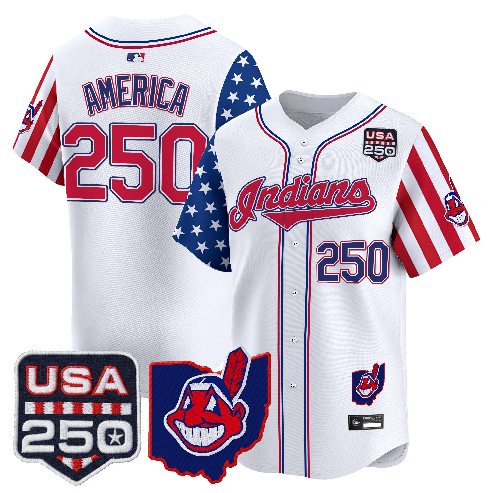 Men's Cleveland Indians "America250 Edition" Vapor Premier Limited Jersey - All Stitched