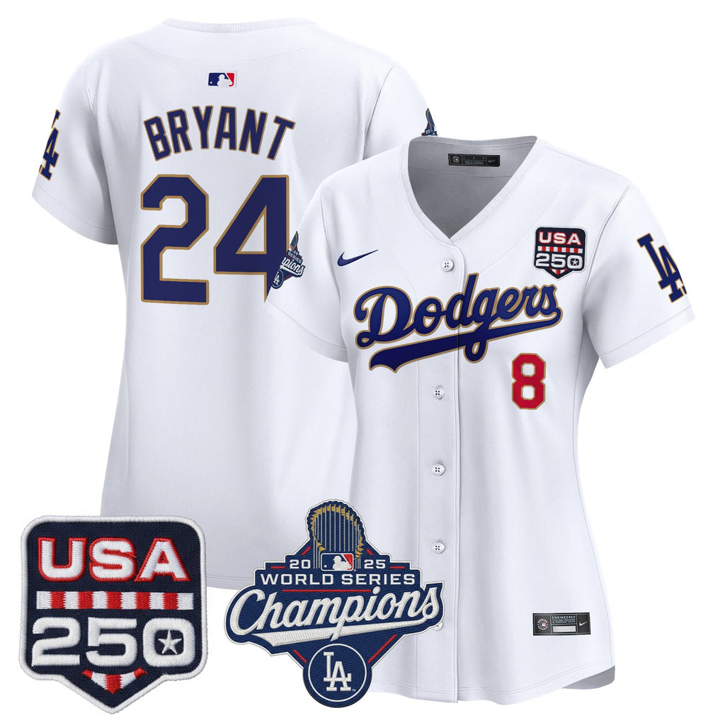 Women's Dodgers 2025 World Series Champions & 250America Patch Vapor Premier Limited Jersey - All Stitched