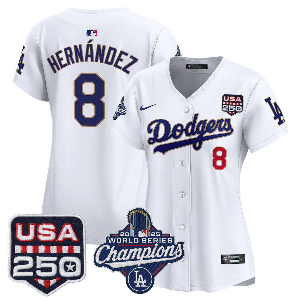 Women's Dodgers 2025 World Series Champions & 250America Patch Vapor Premier Limited Jersey - All Stitched