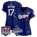 Women's Dodgers 2025 World Series Champions & 250America Patch Vapor Premier Limited Jersey - All Stitched