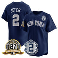 Derek Jeter New York Yankees 27 Time World Series Champions Black Gold Jersey - All Stitched