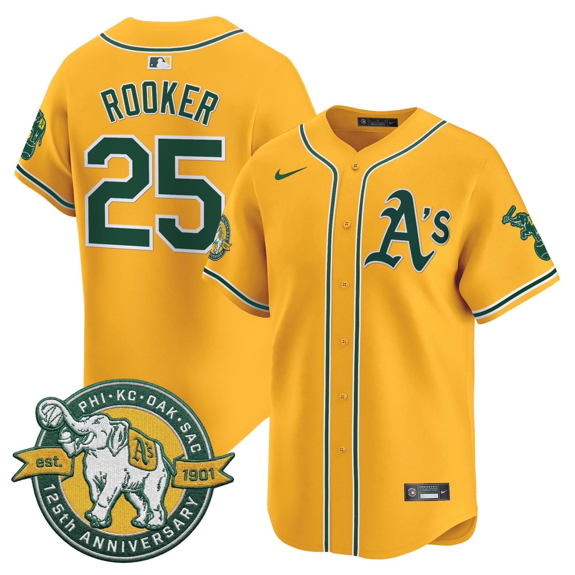 Men's Oakland Athletics 125th Anniversary Patch Vapor Premier Limited Jersey - All Stitched