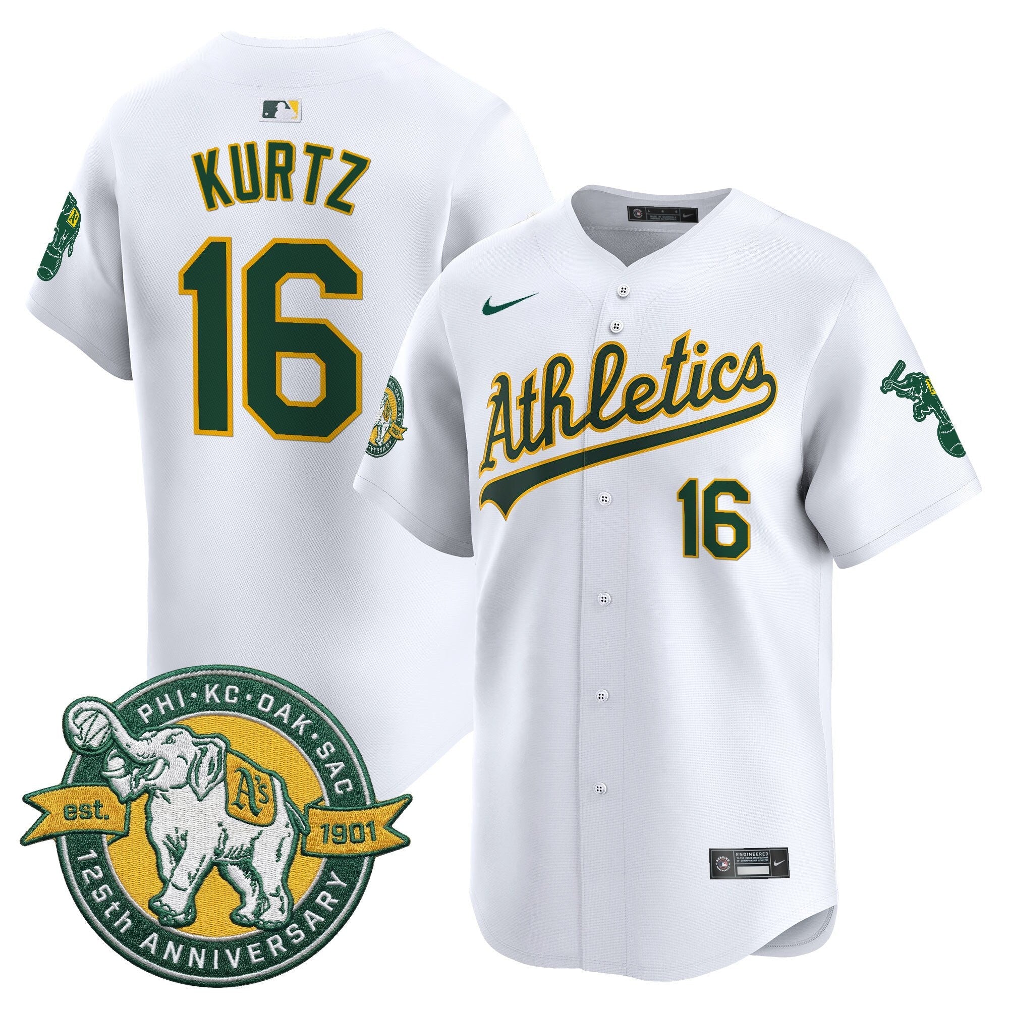Men's Oakland Athletics 125th Anniversary Patch Vapor Premier Limited Jersey - All Stitched