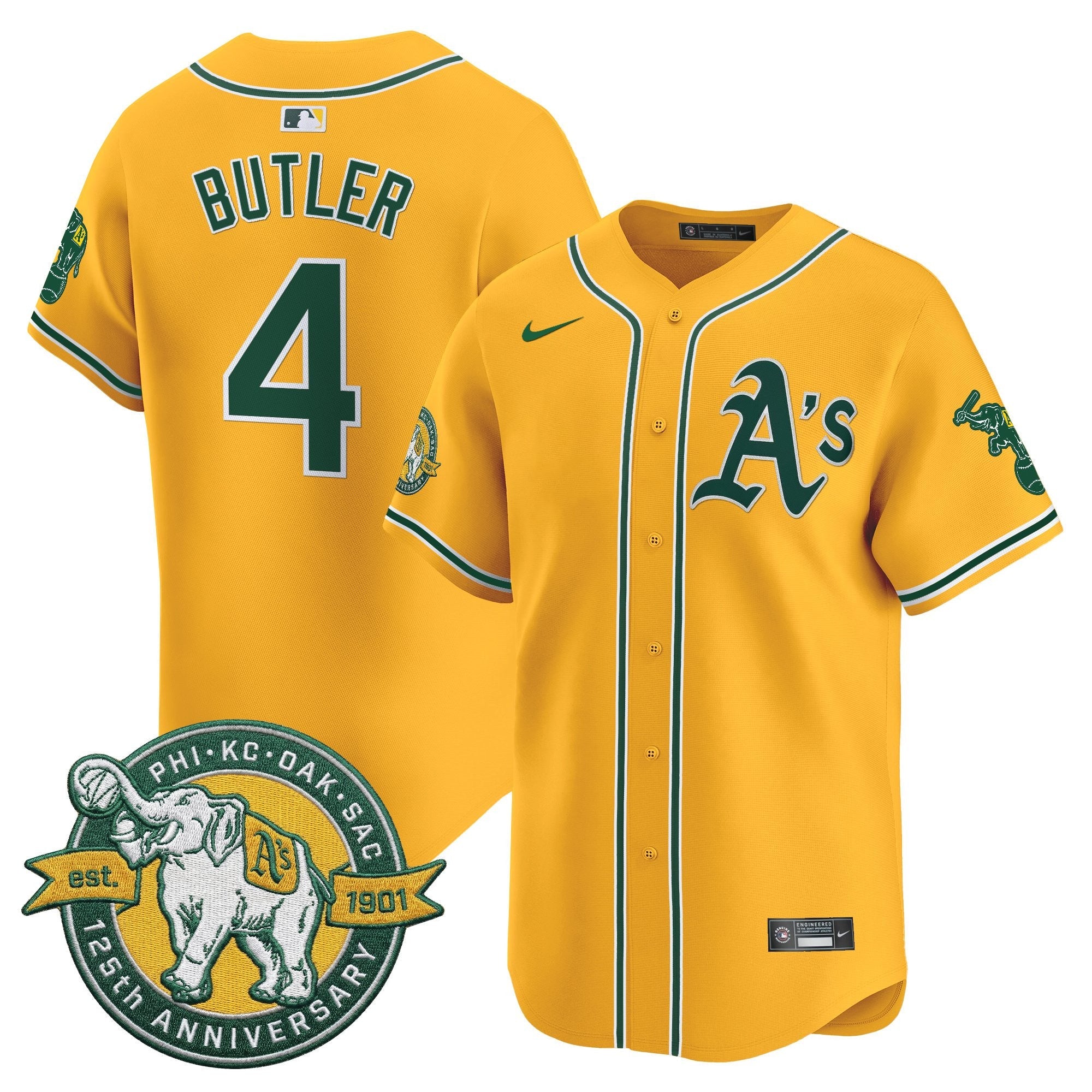 Men's Oakland Athletics 125th Anniversary Patch Vapor Premier Limited Jersey - All Stitched