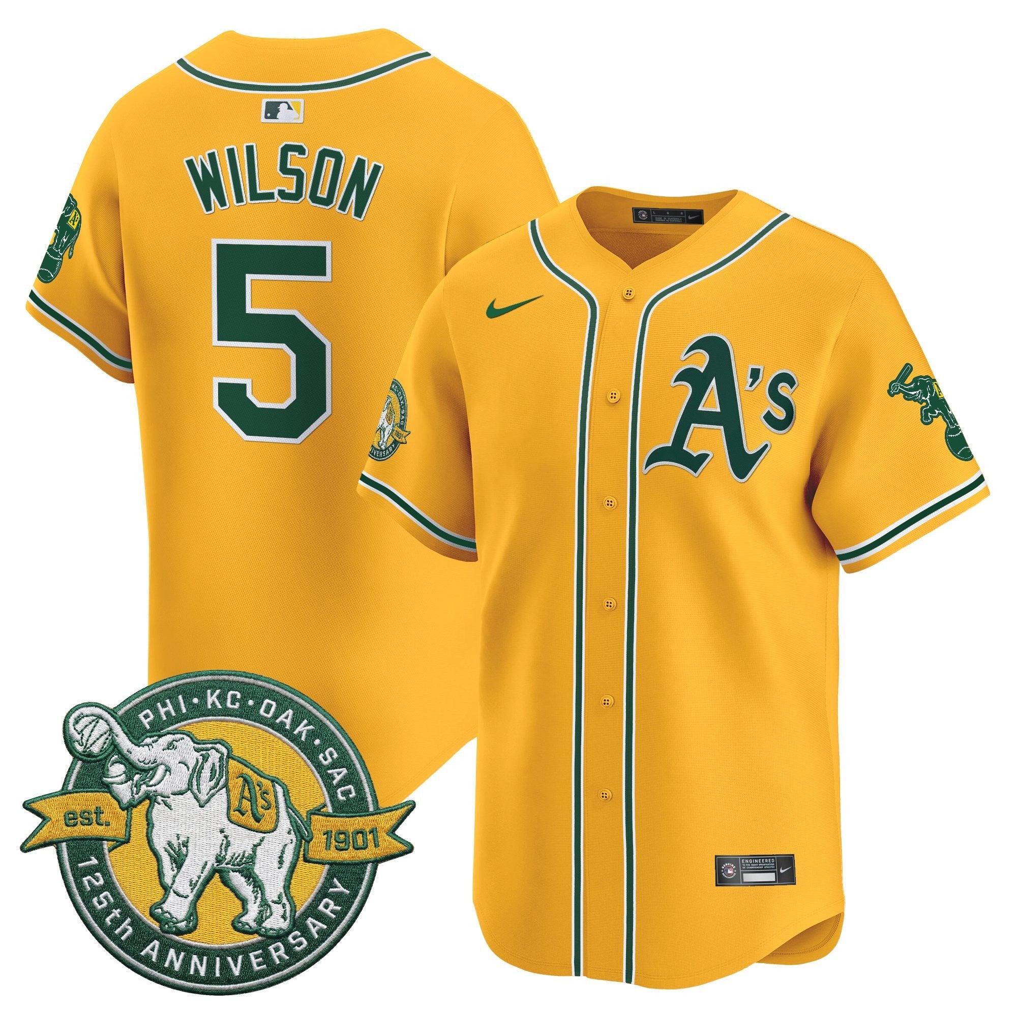 Men's Oakland Athletics 125th Anniversary Patch Vapor Premier Limited Jersey - All Stitched