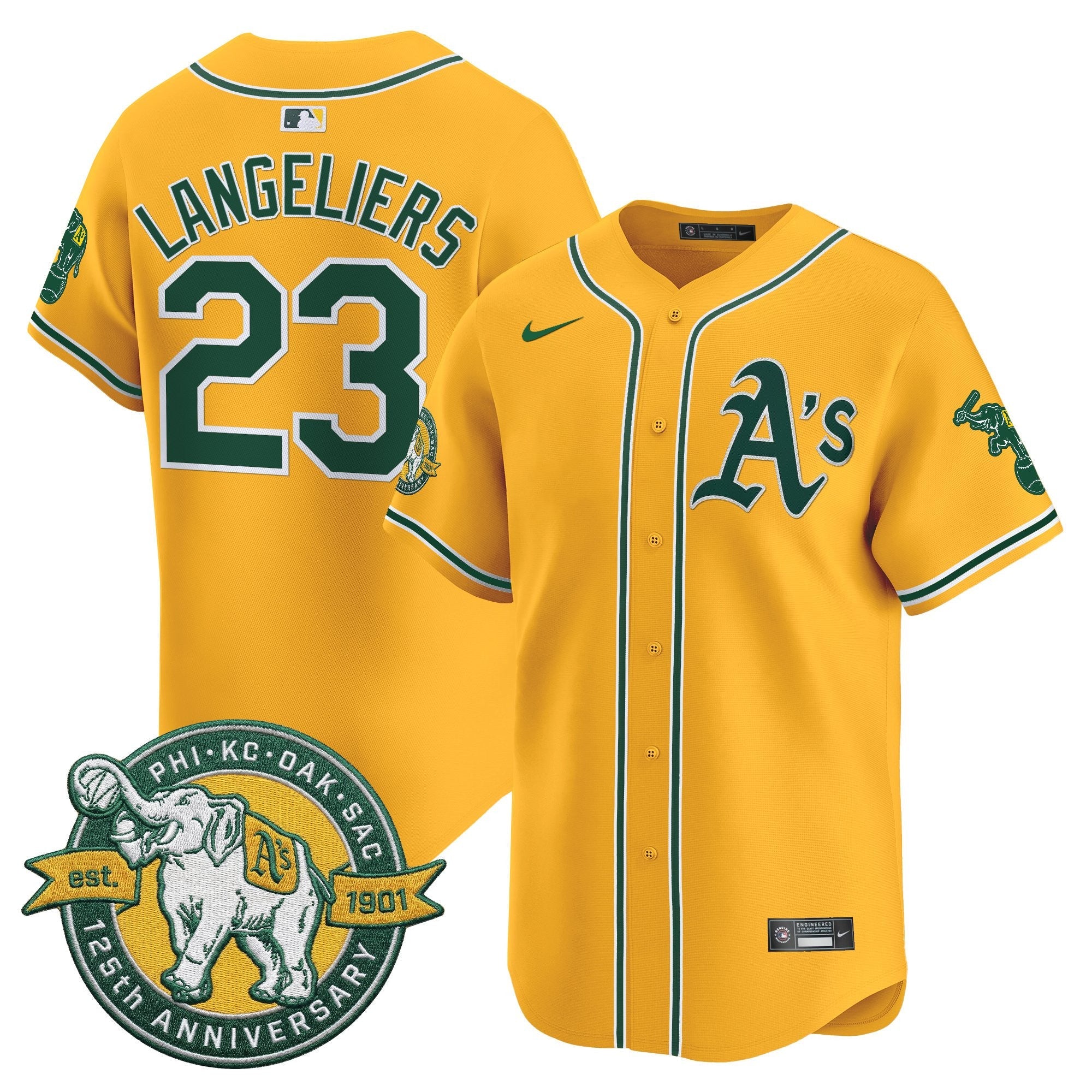 Men's Oakland Athletics 125th Anniversary Patch Vapor Premier Limited Jersey - All Stitched