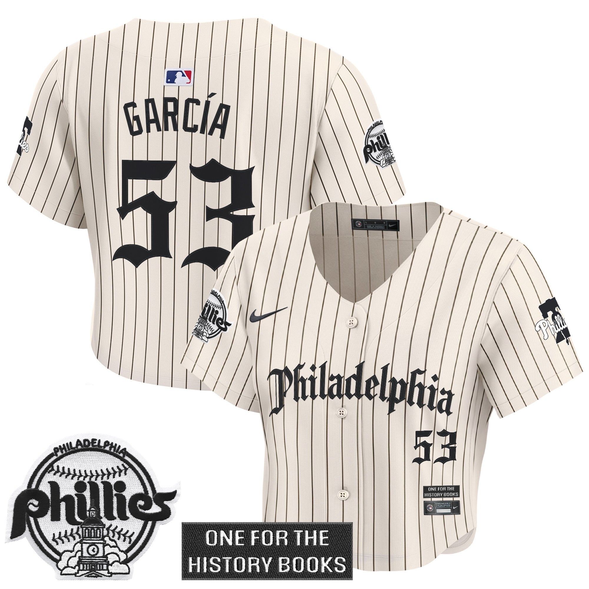 Women's Phillies 'Retro Newspaper Edition' Crop Top Baseball Jersey - All Stitched