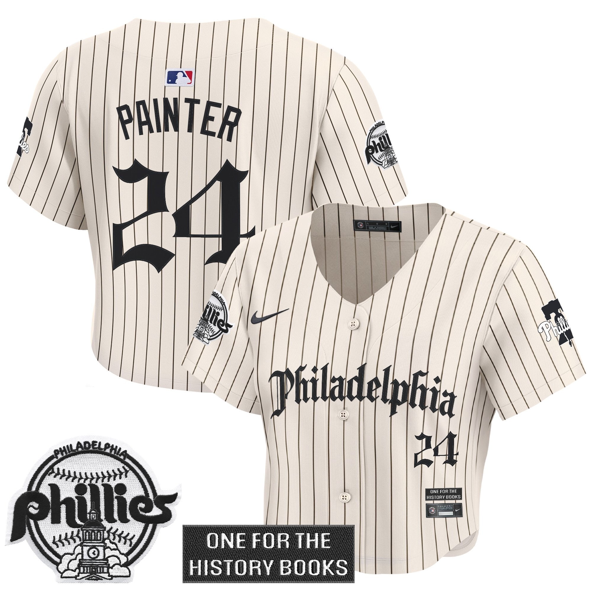 Women's Phillies 'Retro Newspaper Edition' Crop Top Baseball Jersey - All Stitched