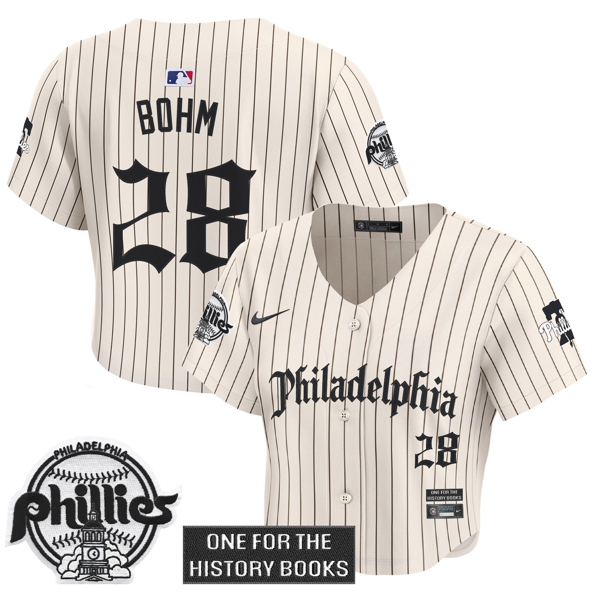 Women's Phillies 'Retro Newspaper Edition' Crop Top Baseball Jersey - All Stitched