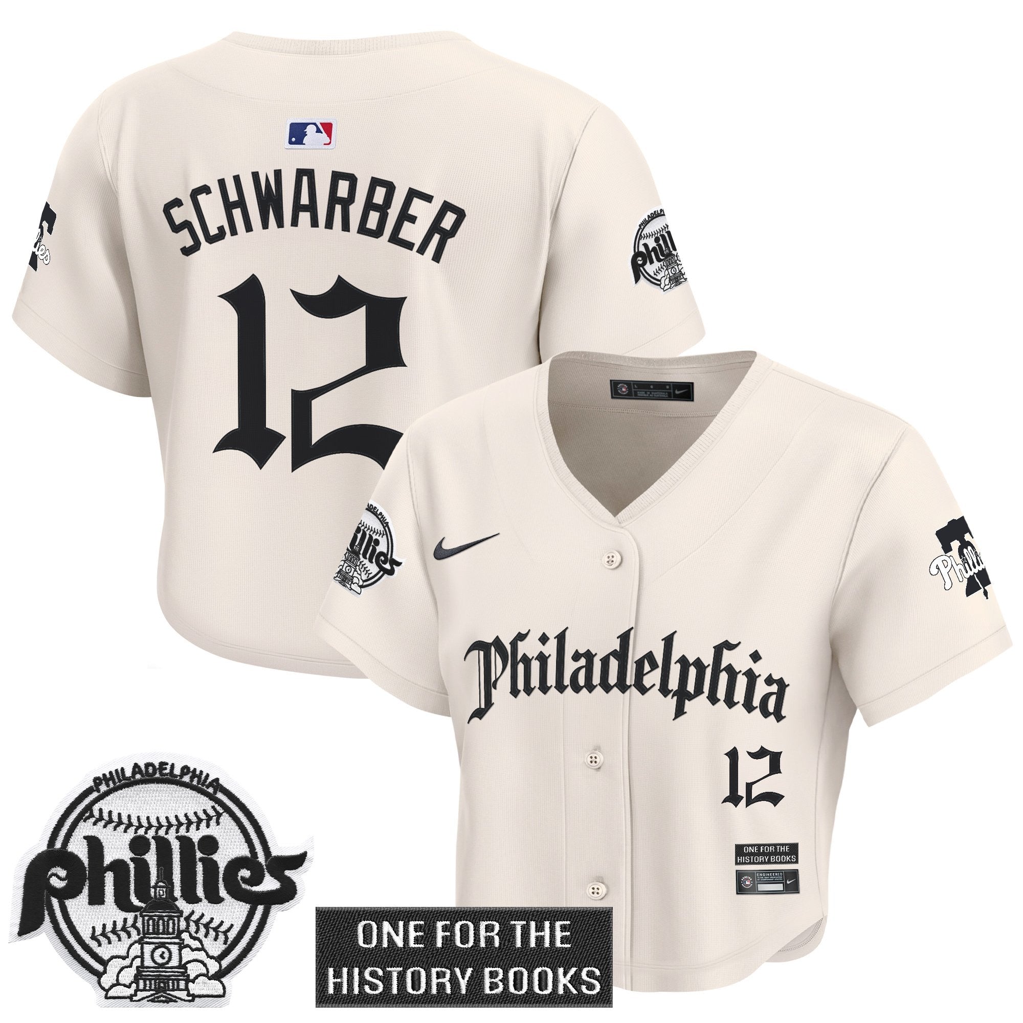 Women's Phillies 'Retro Newspaper Edition' Crop Top Baseball Jersey - All Stitched