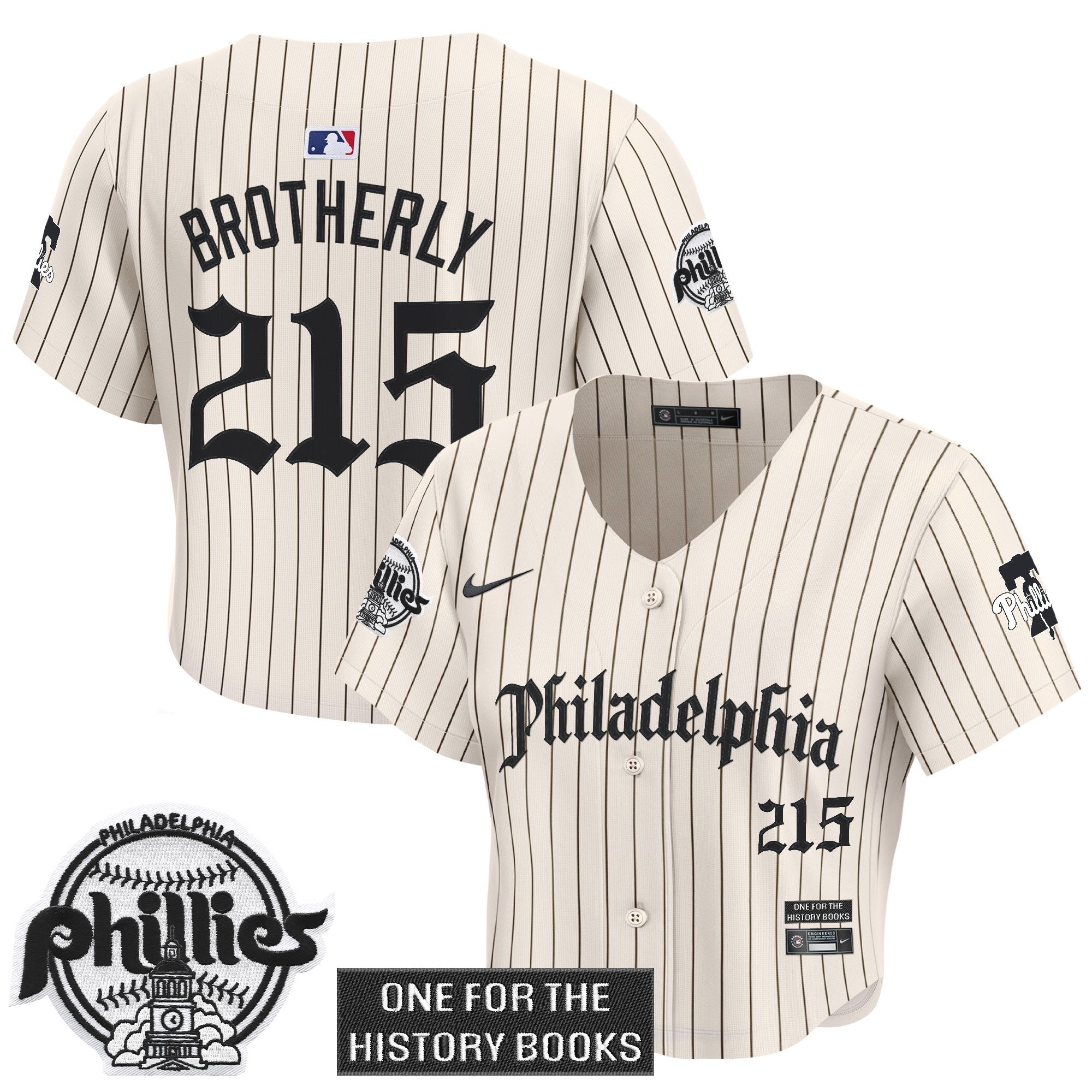 Women's Phillies 'Retro Newspaper Edition' Crop Top Baseball Jersey - All Stitched