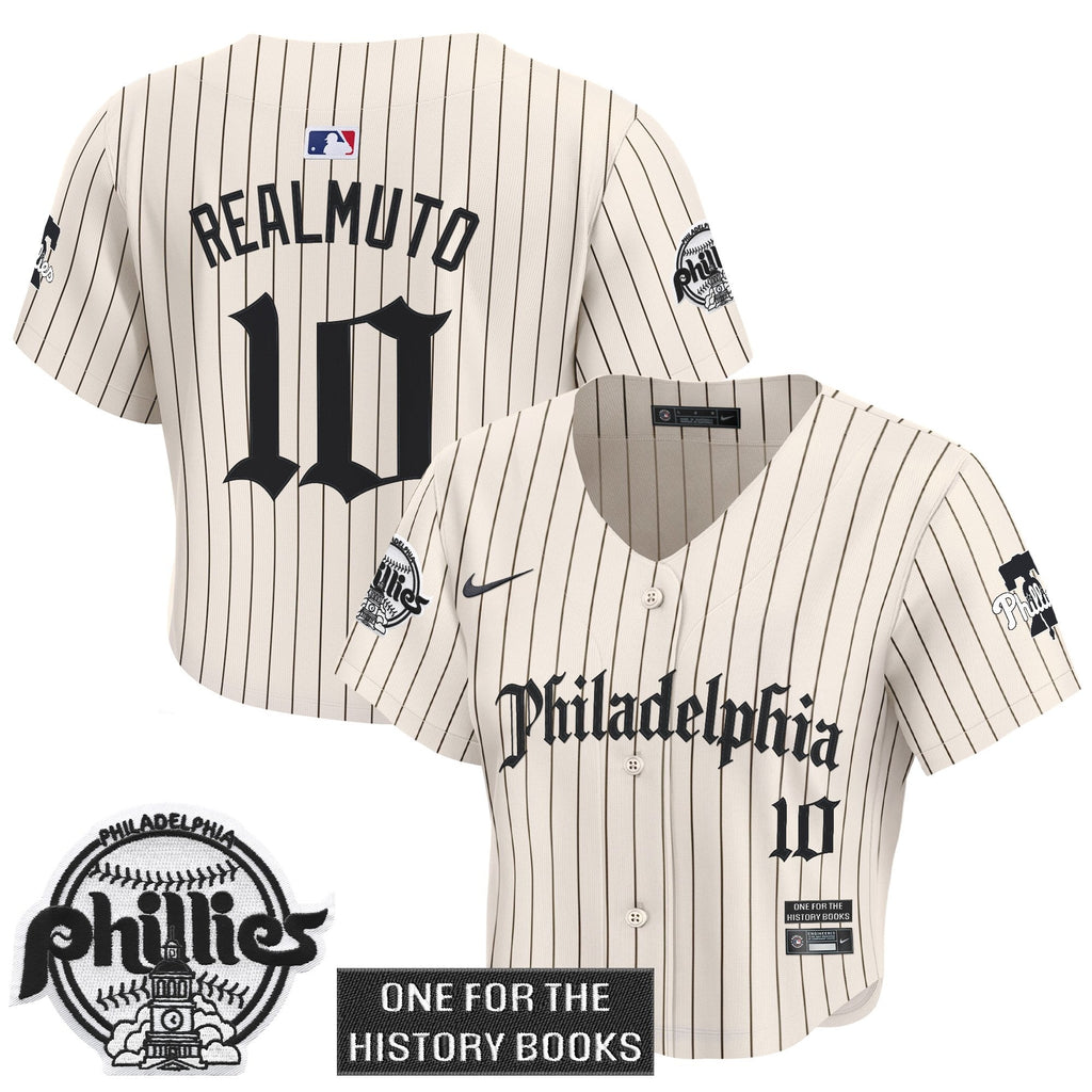 Women's Phillies 'Retro Newspaper Edition' Crop Top Baseball Jersey - All Stitched
